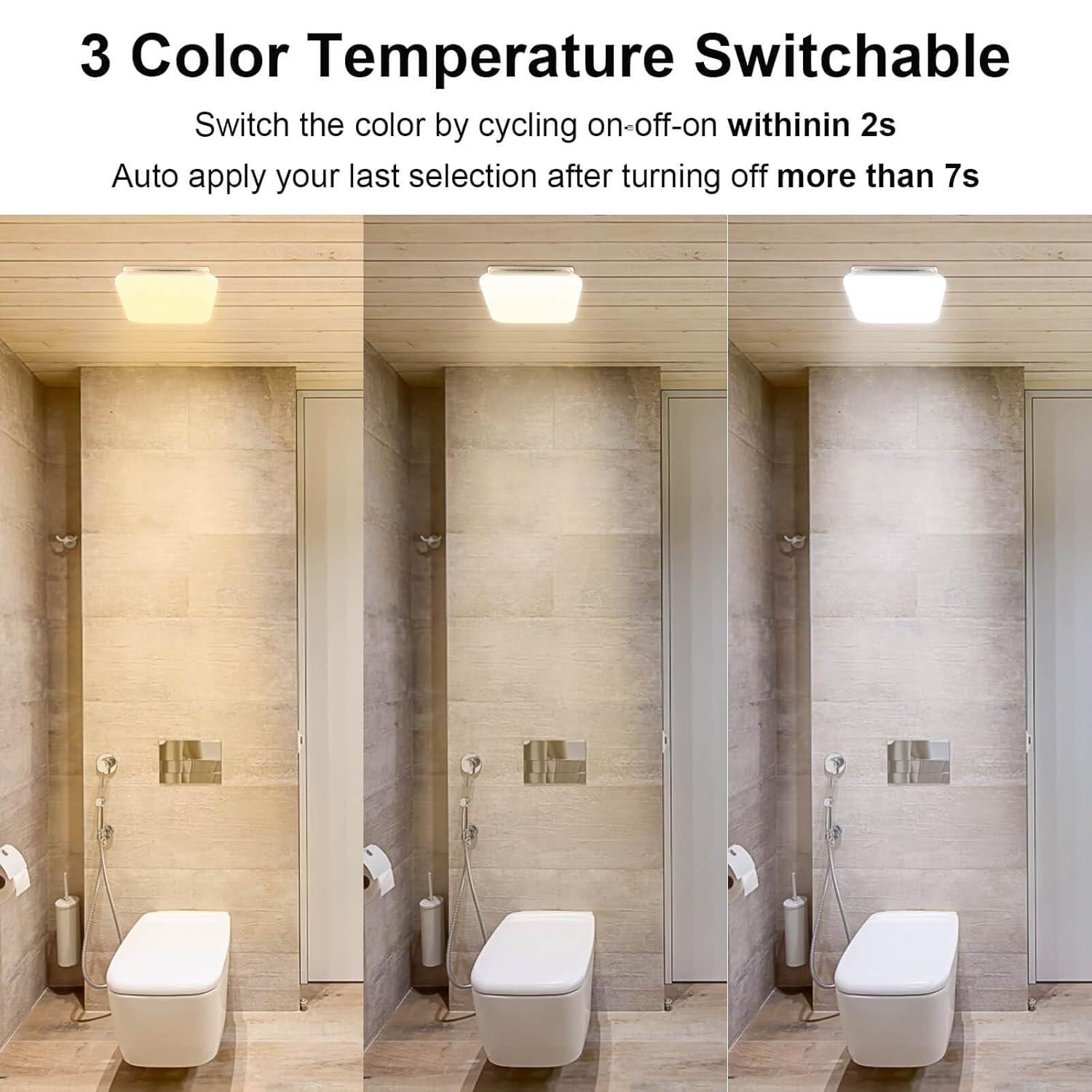 Bathroom Exhaust Fan with Light 110 CFM Quiet with Color Change, 3000K/4000K/5500K 1000LM Household Ventilation Fan Light Combo, Energy Saving Ceiling Mount Bathroom Extractor, Memory Function