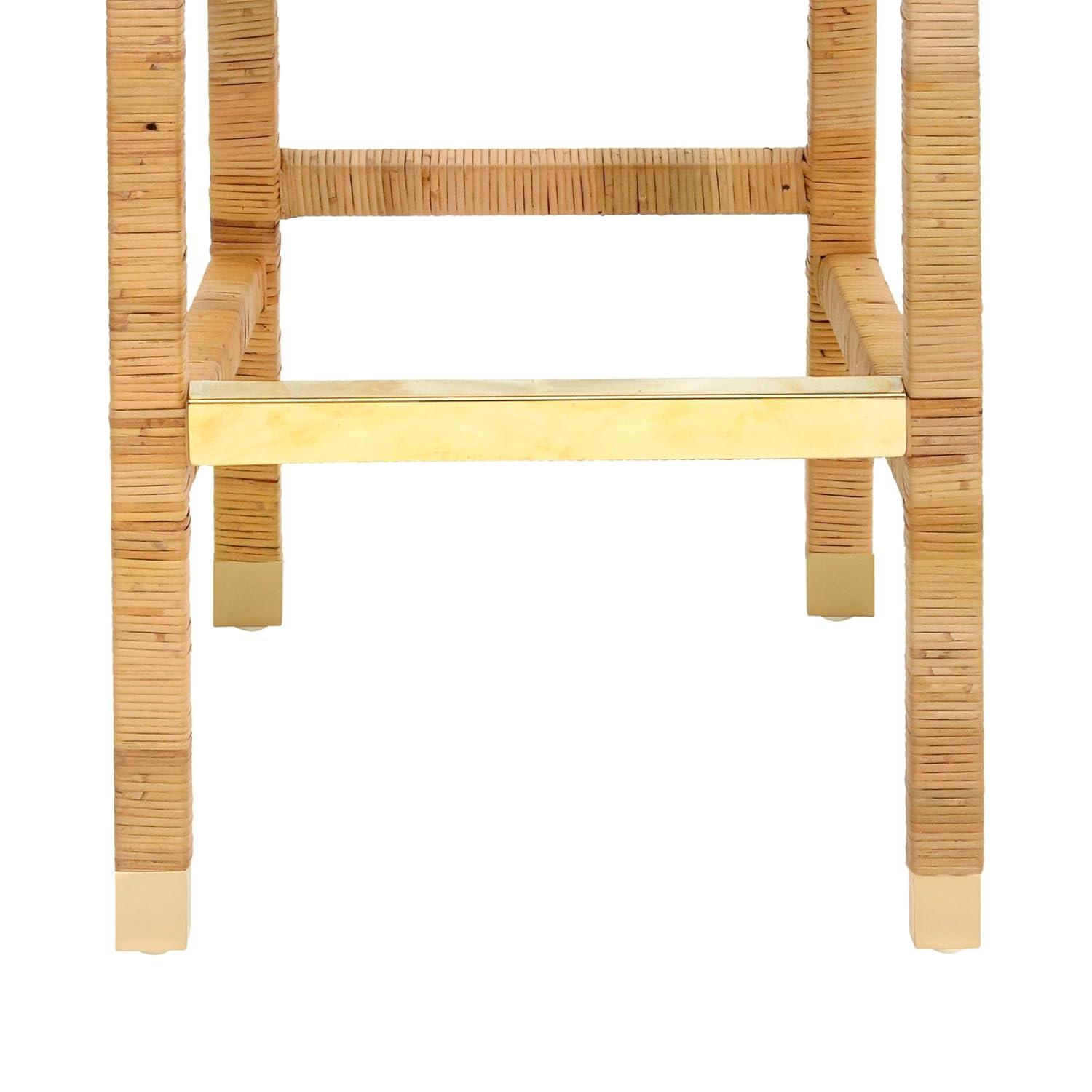 Amara Woven Rattan Performance Fabric Stool Natural Bar Height