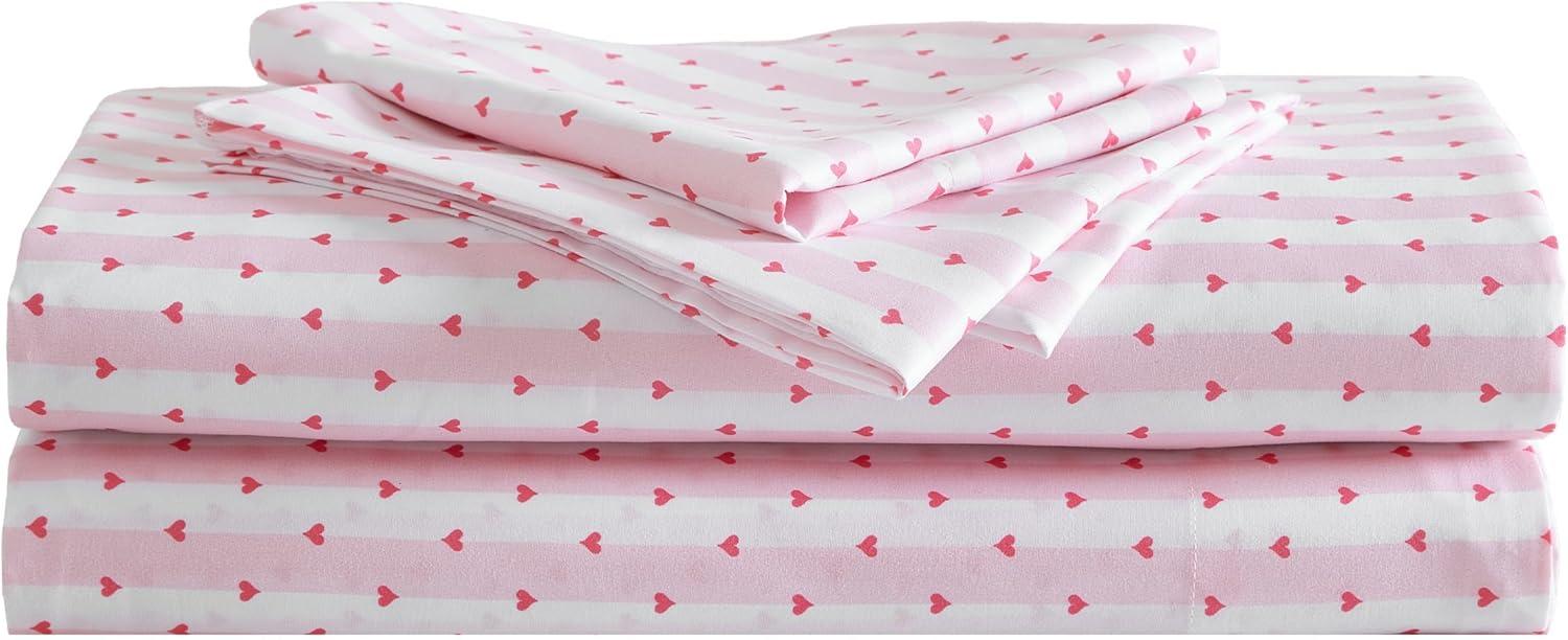 Betsey Johnson Wonderland Stripe Microfiber Pink 3 Piece Sheet Set-Twin