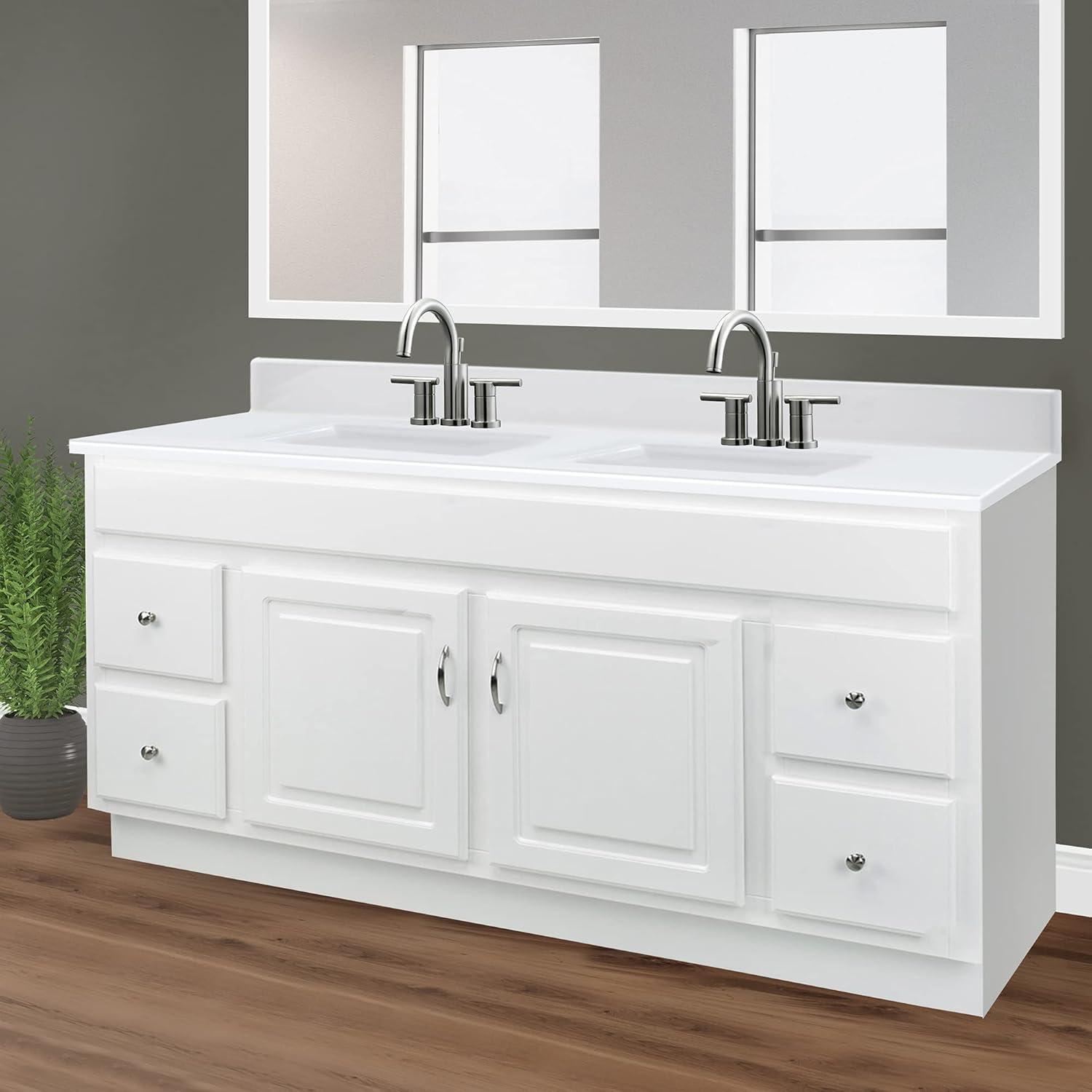 Camilla 61-Inch Solid White Cultured Marble Double Bowl Vanity Top