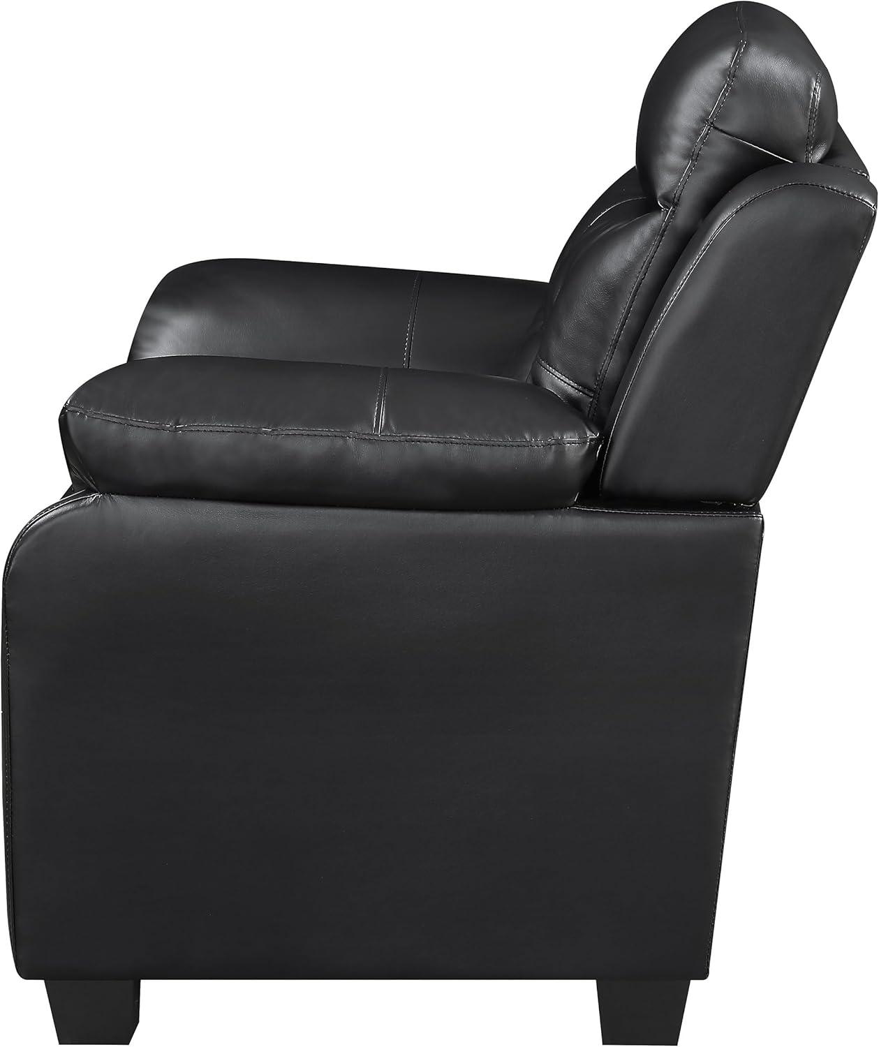 Coaster Leather Sofa Black Finish 506551
