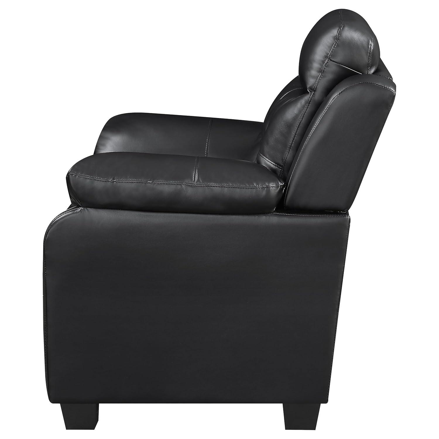 Coaster Leather Sofa Black Finish 506551