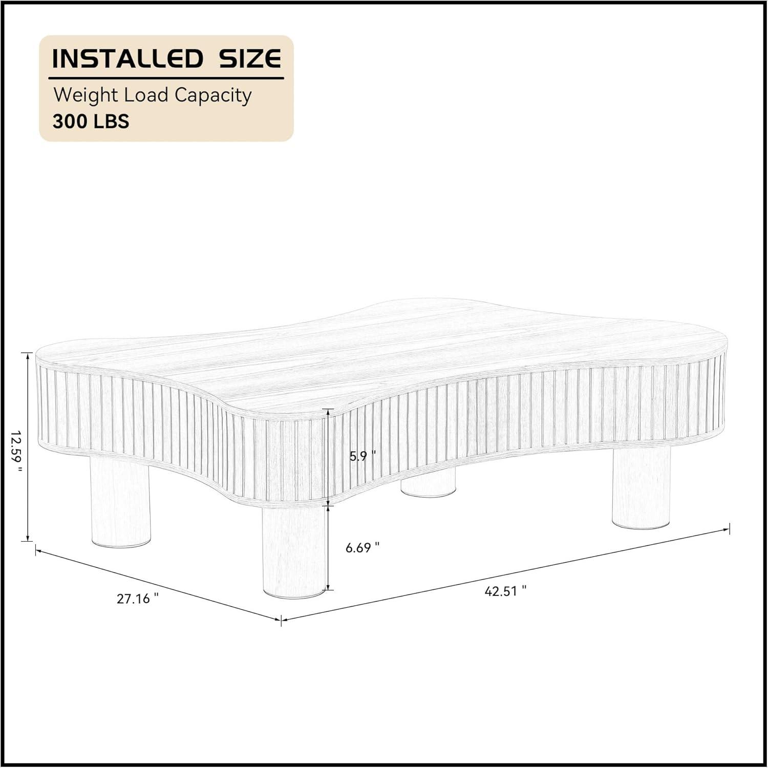 Natural Wood Irregular Shaped Coffee Table with Solid Legs