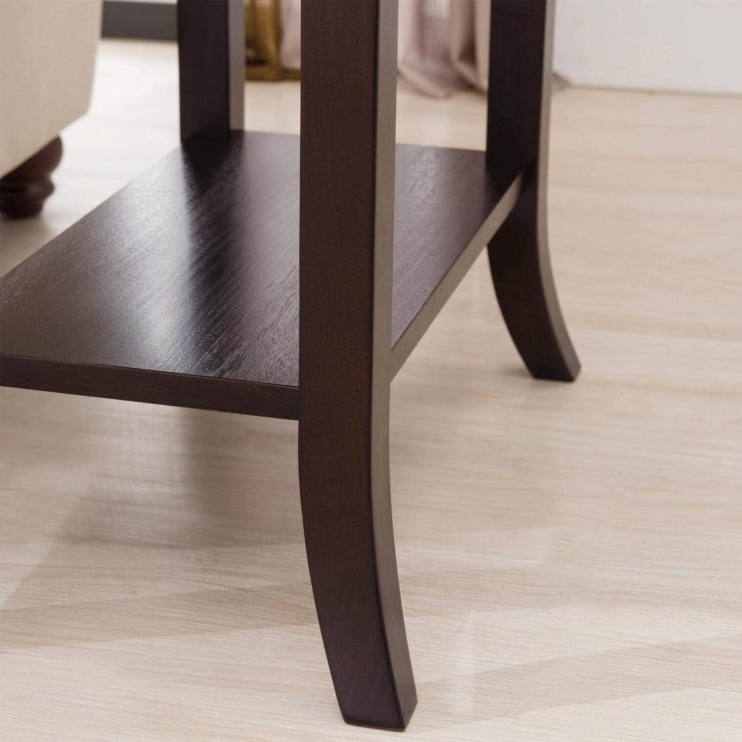 Traditional Chocolate Cherry Solid Wood Side Table with Storage