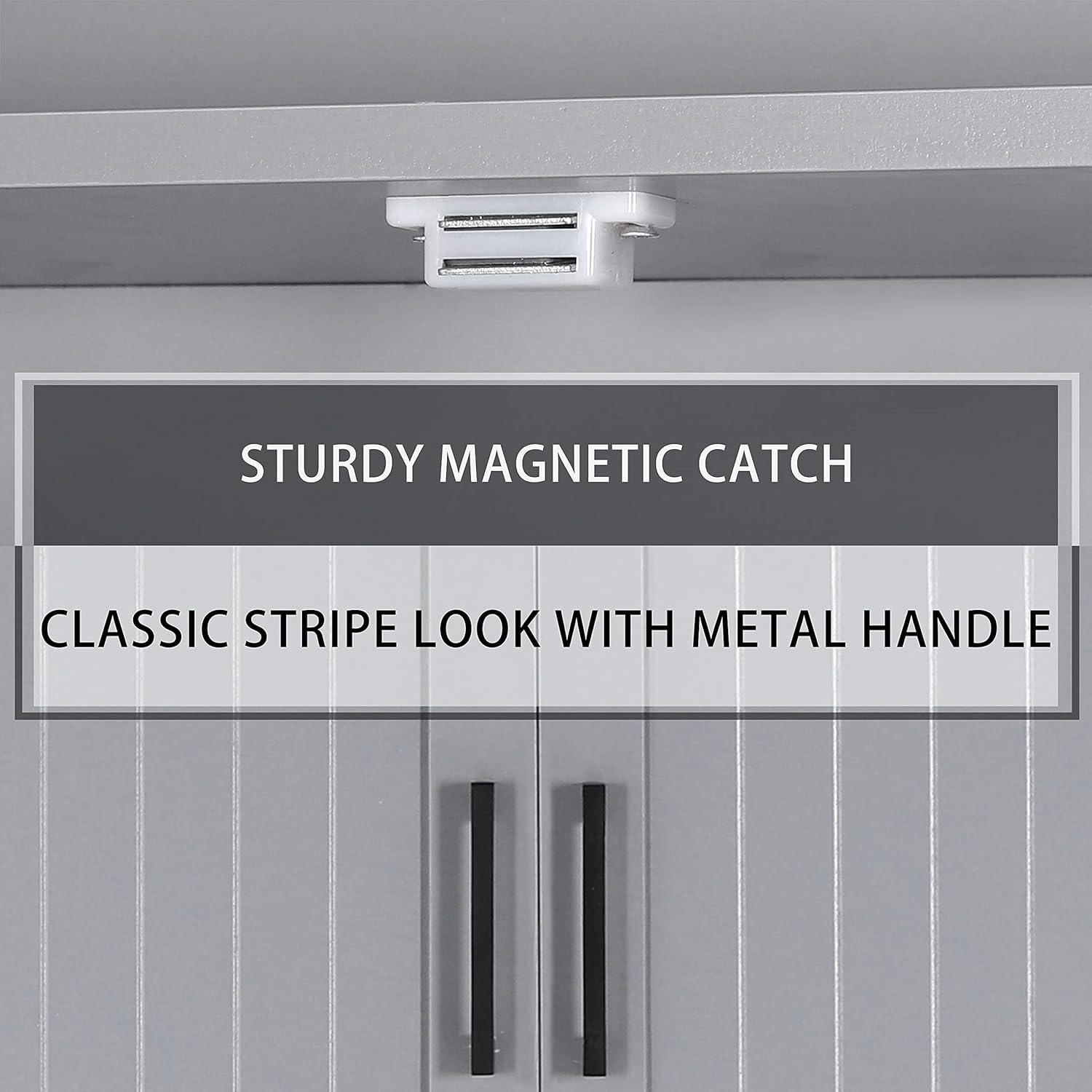 MUPATER Bathroom 67" Storage Cabinet Organizer with Shelves and Doors, Small Freestanding Toilet Shelf Space Saver with Anti-Tip Design and Adjustable Bottom Bar, White