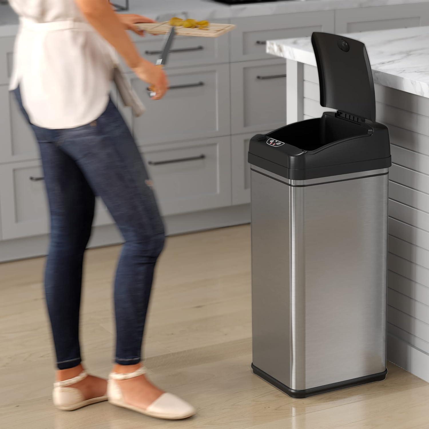 iTouchless Acute Touchless Stainless Steel 13 Gallon Motion Sensor Trash Can