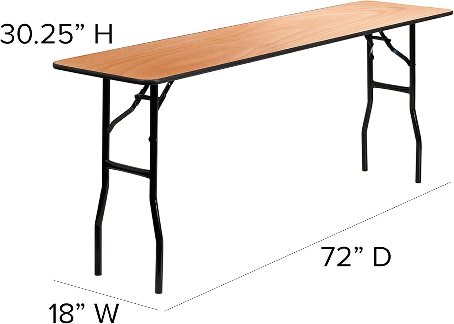 Emma and Oliver 6-Foot Rectangular Wood Folding Training / Seminar Table with Clear Coated Top