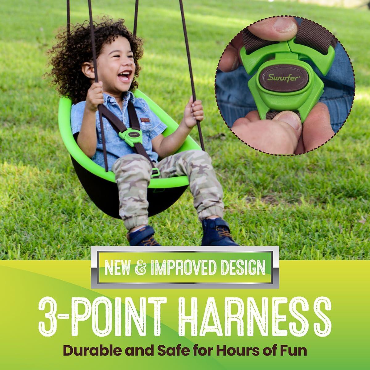 "Kiwi - Your Child'First Swing with Ergonomic Foam-Lined Shell Design, Blister Free Rope and 3-Point Safety Harness, Age9 Monthand Up"