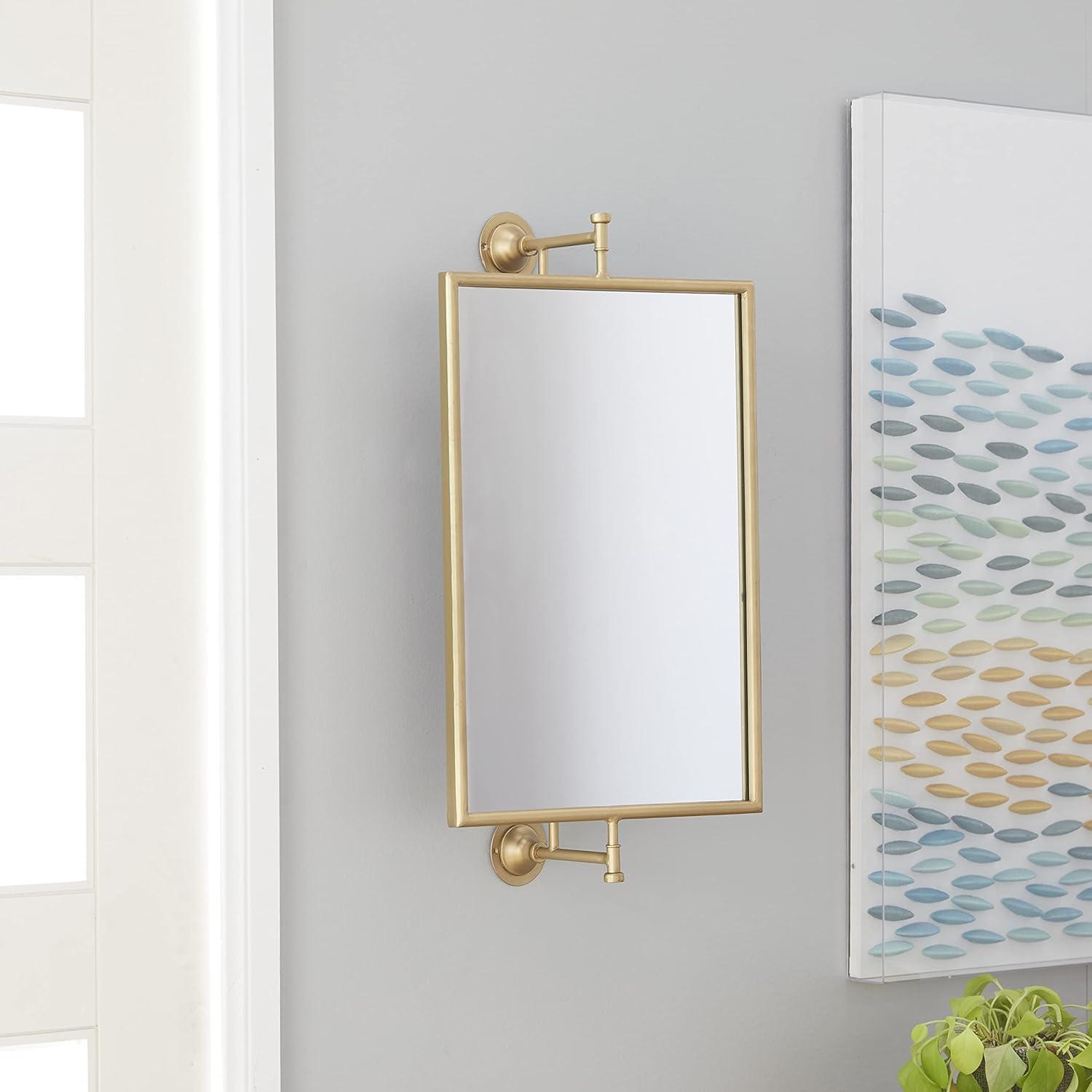 DecMode 14" x 28" Gold Dimensional Wall Mirror