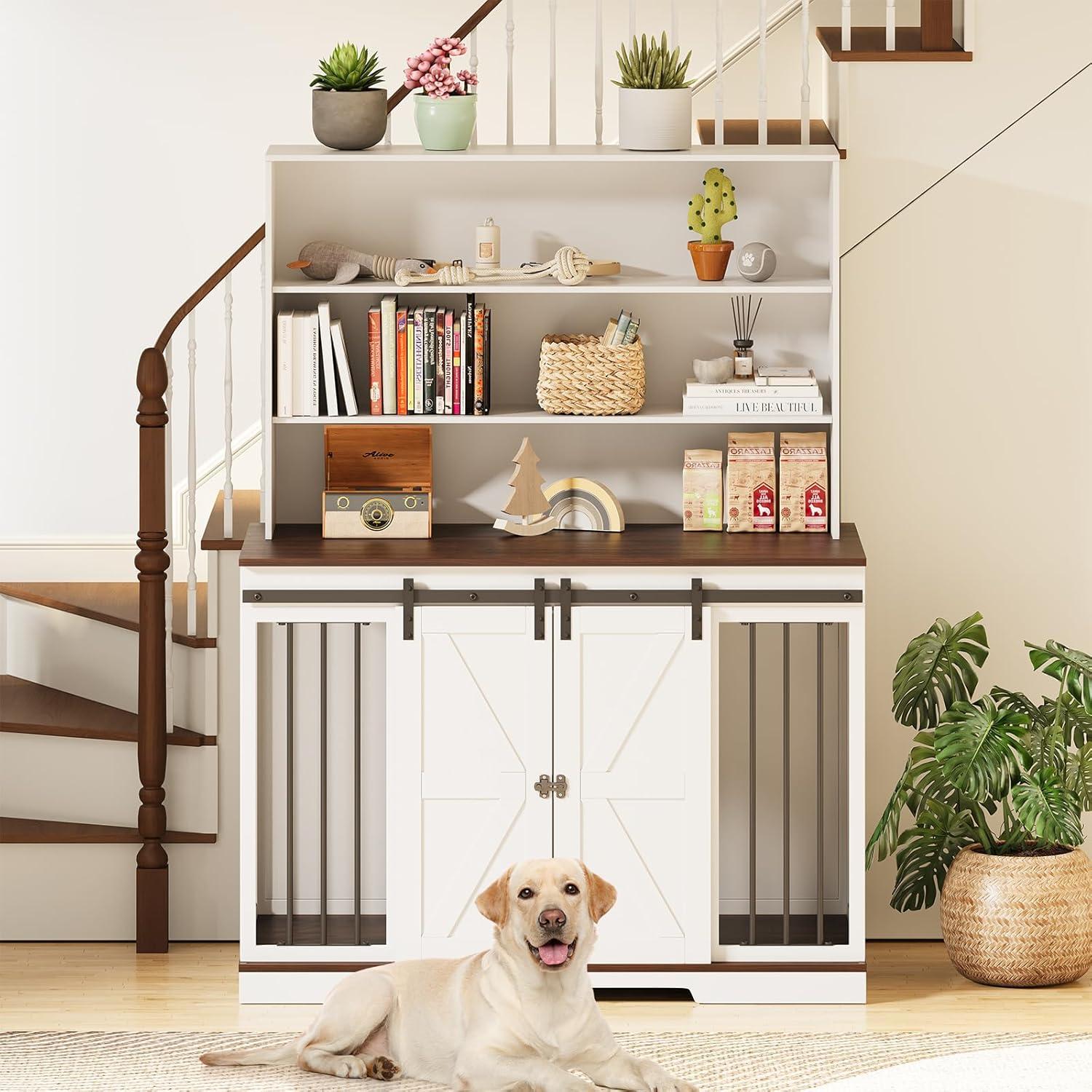 Tucker Murphy Pet™ Large Dog Crate Furniture for 2 Dogs, 71.6'' Steel Frame Dog Crate with Double Doors, Heavy Sturdy Dog Kennel