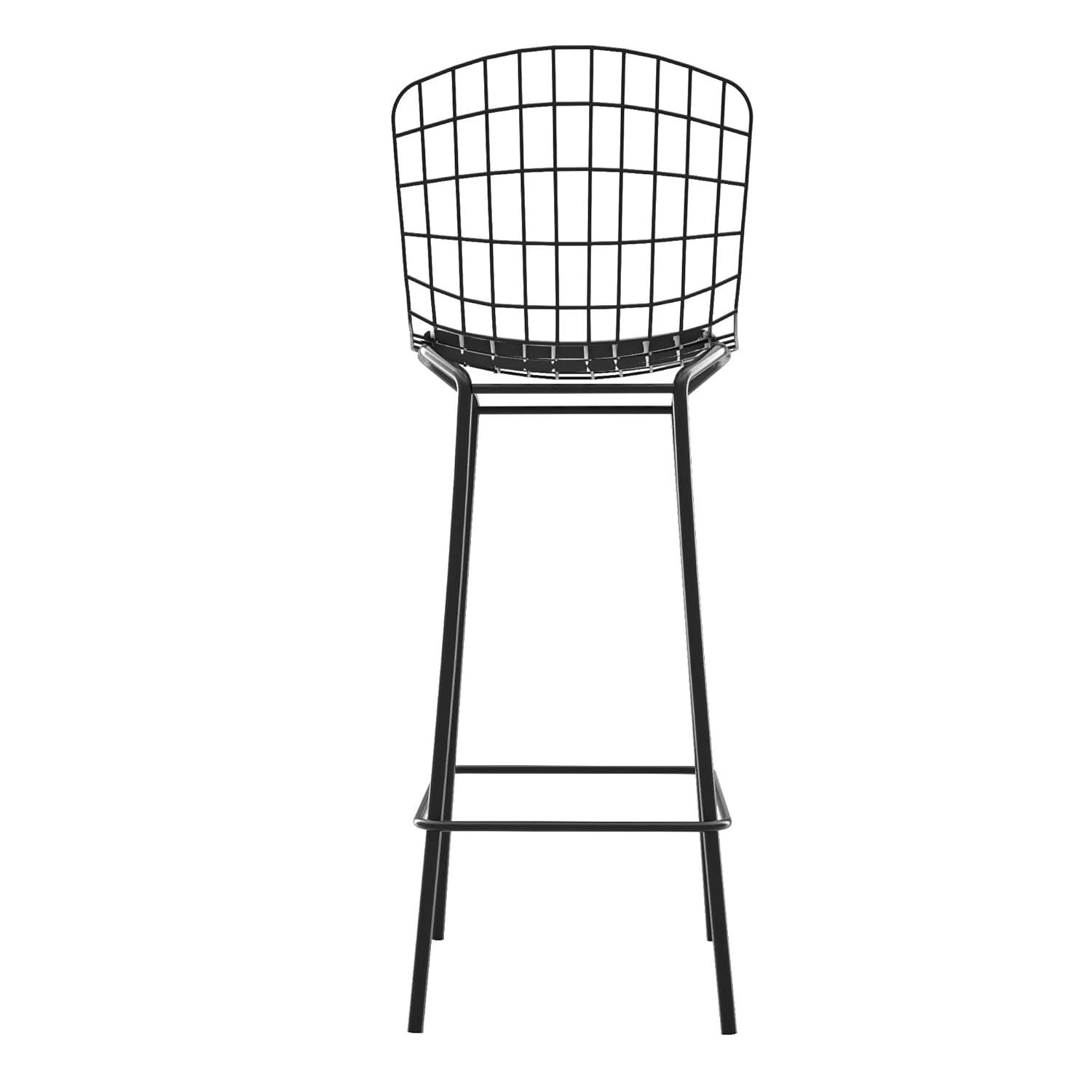 Madeline 41.73" Barstool with Seat Cushion in Black
