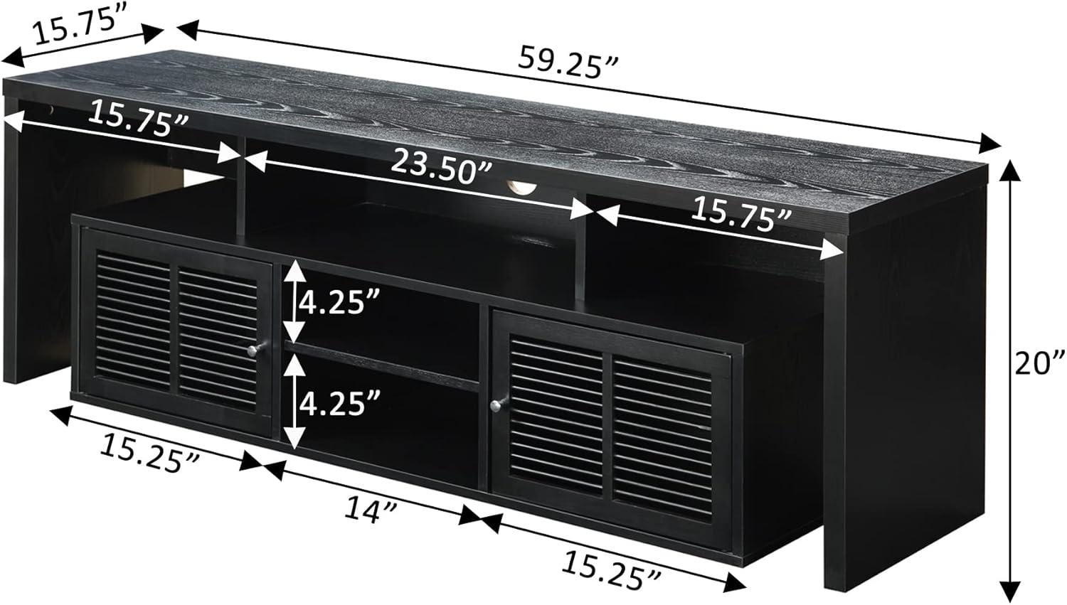 Convenience Concepts Designs2Go Lexington 59" TV Stand in Black Wood Finish