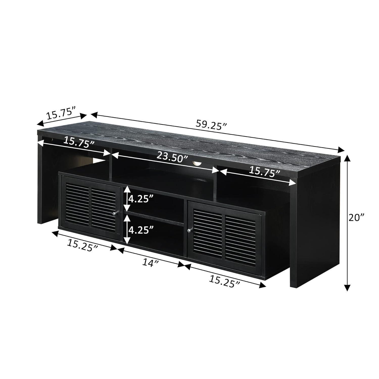 Convenience Concepts Designs2Go Lexington 59" TV Stand in Black Wood Finish