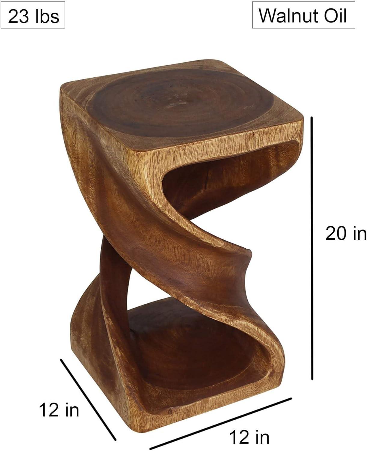 Haussmann® Wood Double Twist Stool Table 12 in SQ x 20 in H Walnut Oil