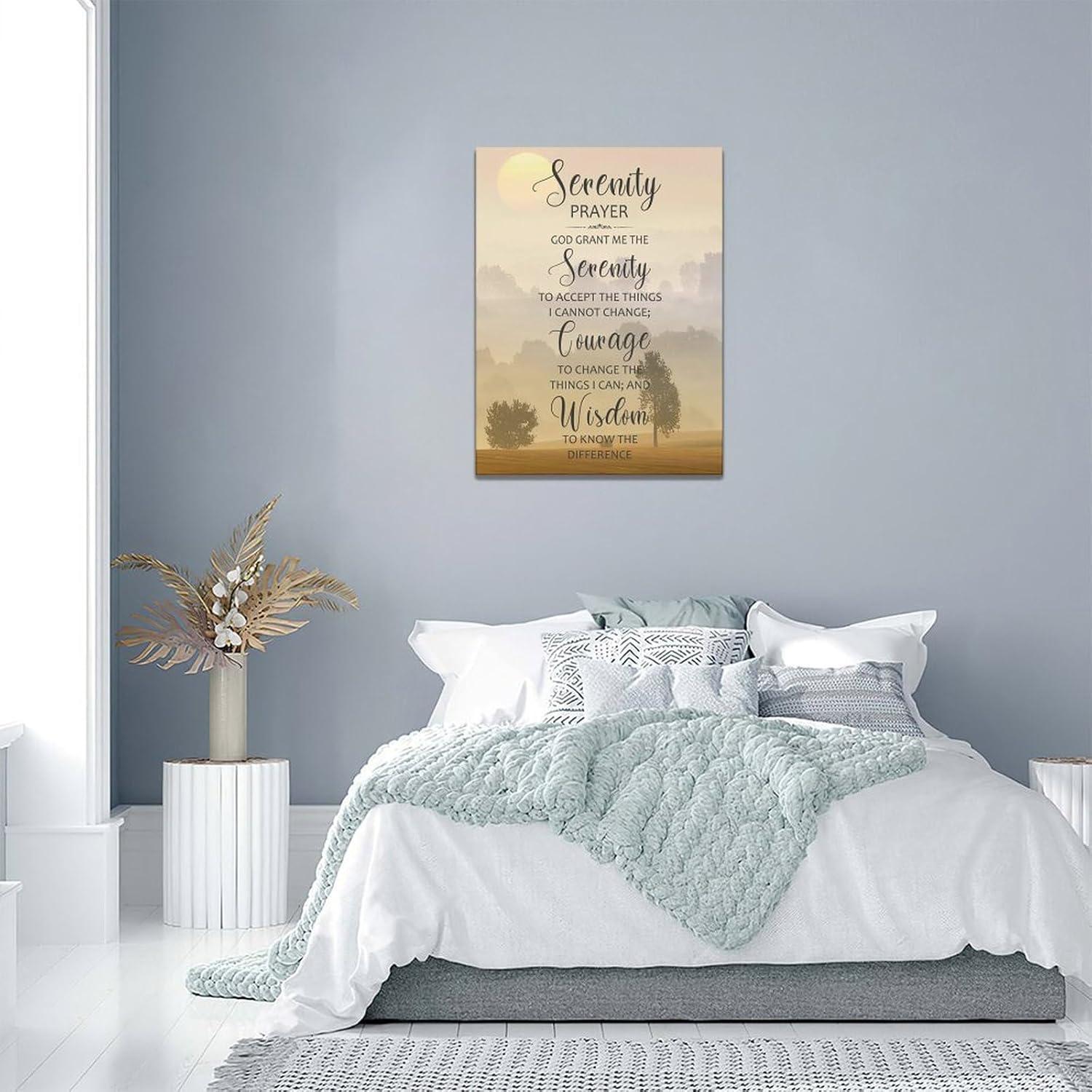 The Serenity Prayer Canvas Wall Art Serenity Prayer Sign Pictures Wall Decor Bible Verse Art God Grant Me Christian Religious Gifts Scripture Artwork for Bedroom Office Living Room 12"x16"