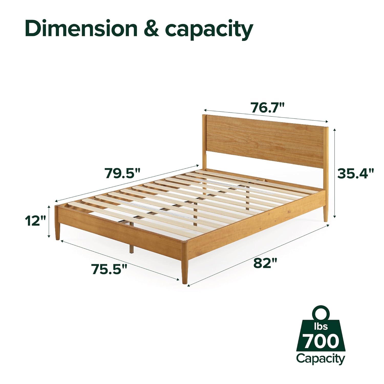 Zinus Allen 35” Mid Century Wood Platform Bed Frame, King