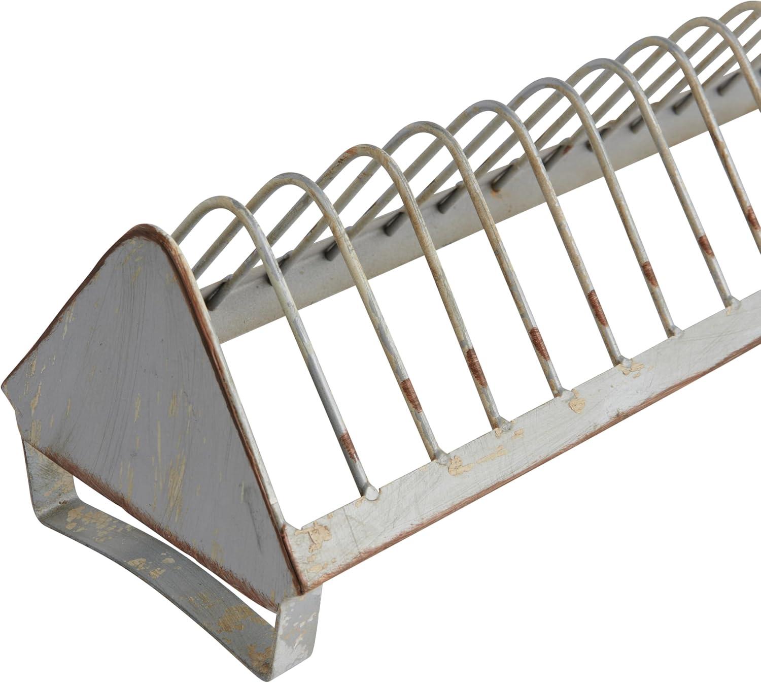 Woven Paths Metal 18 Plate Rack, Gray