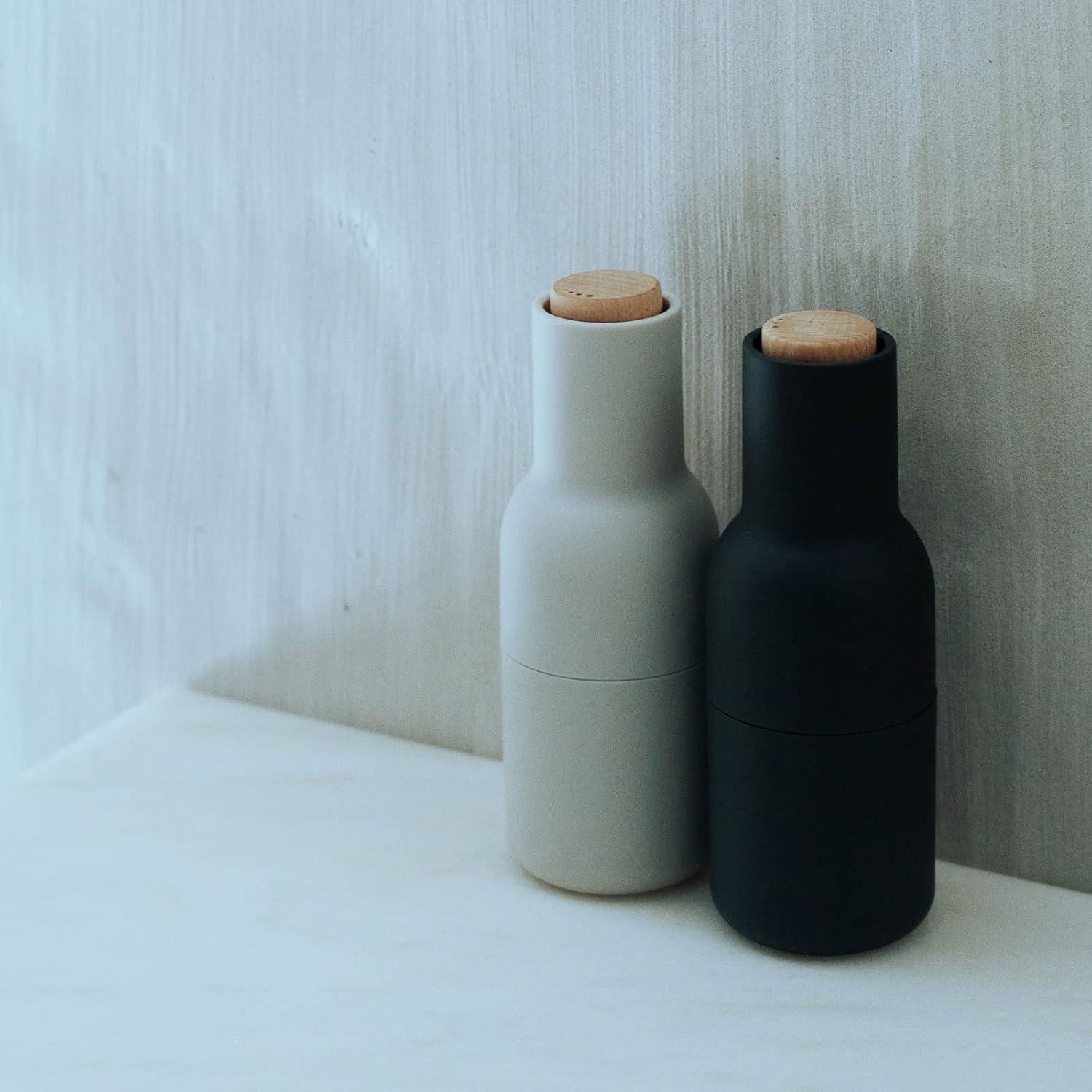 Carbon and Ash Bottle Salt and Pepper Grinder Set with Beech Lid