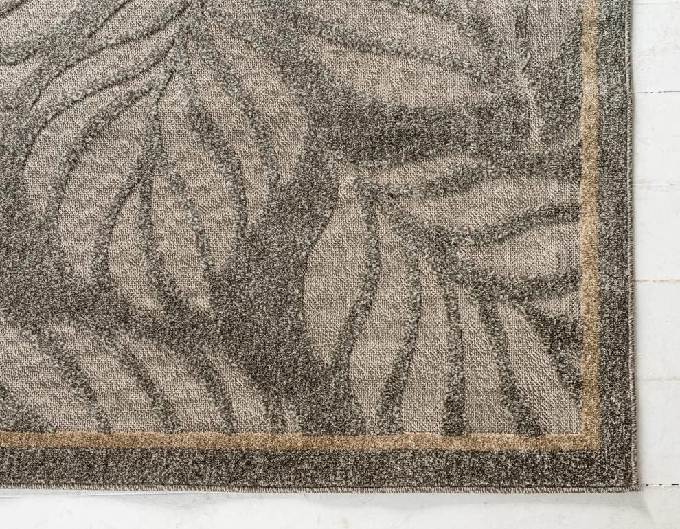 Unique Loom 6' 1 x 9' 0 Gray Outdoor Botanical Augusta Area Rug