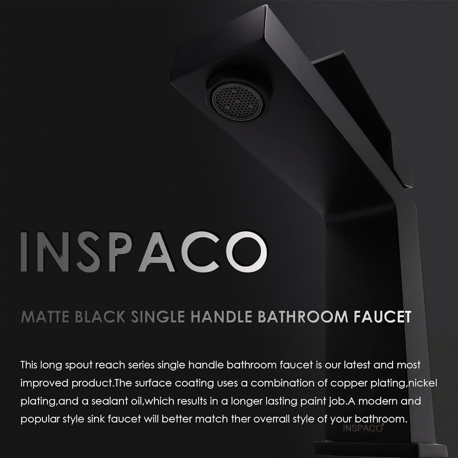 Matte Black Single Handle Bathroom Sink Faucet, Stainless Steel Bathroom Faucet with cUPC Certified Water Supply Hoses, Commercial Vanity Faucet Modern Single Hole RV Bathroom Faucets