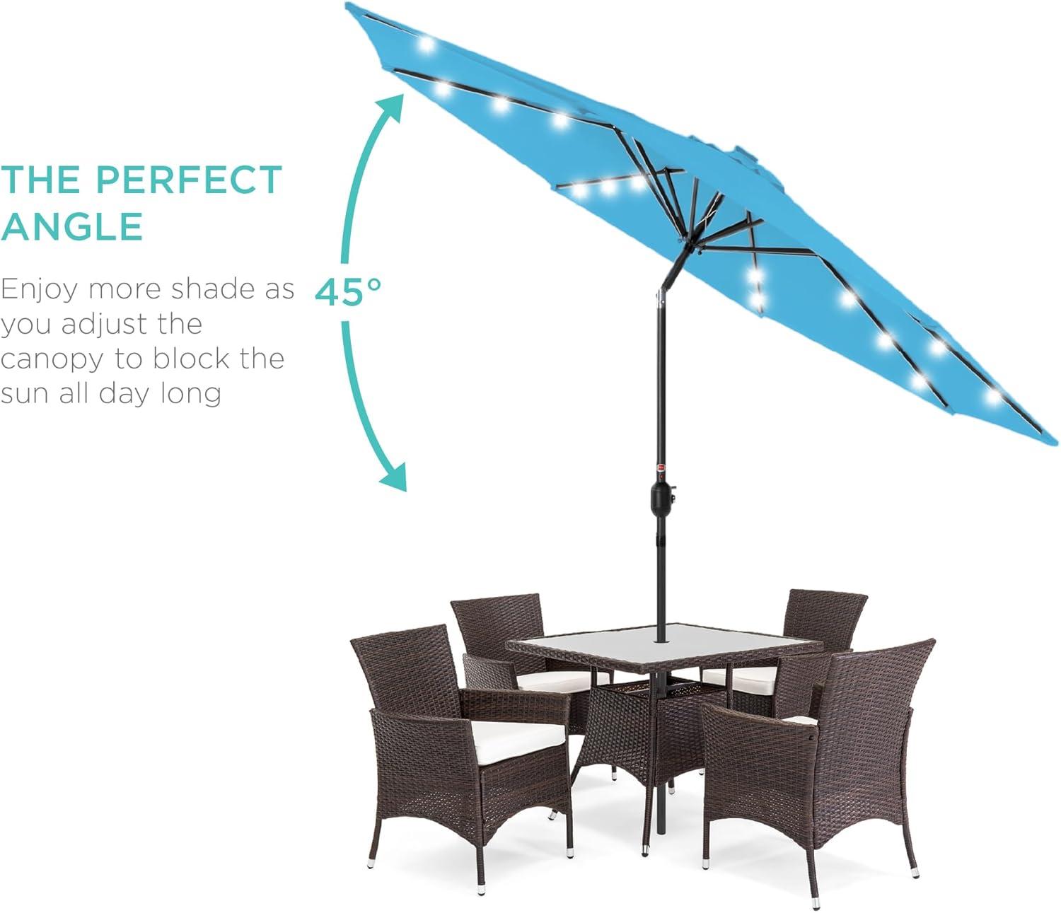 Best Choice Products 10ft Solar LED Lighted Patio Umbrella w/ Tilt Adjustment, UV-Resistant Fabric - Sky Blue