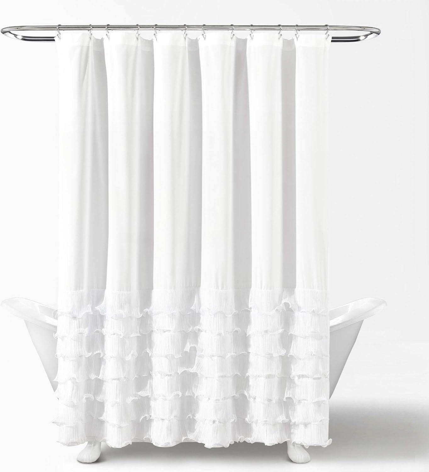 Lush Decor Avery Ruffle Shower Curtain, 72x72, White, Single