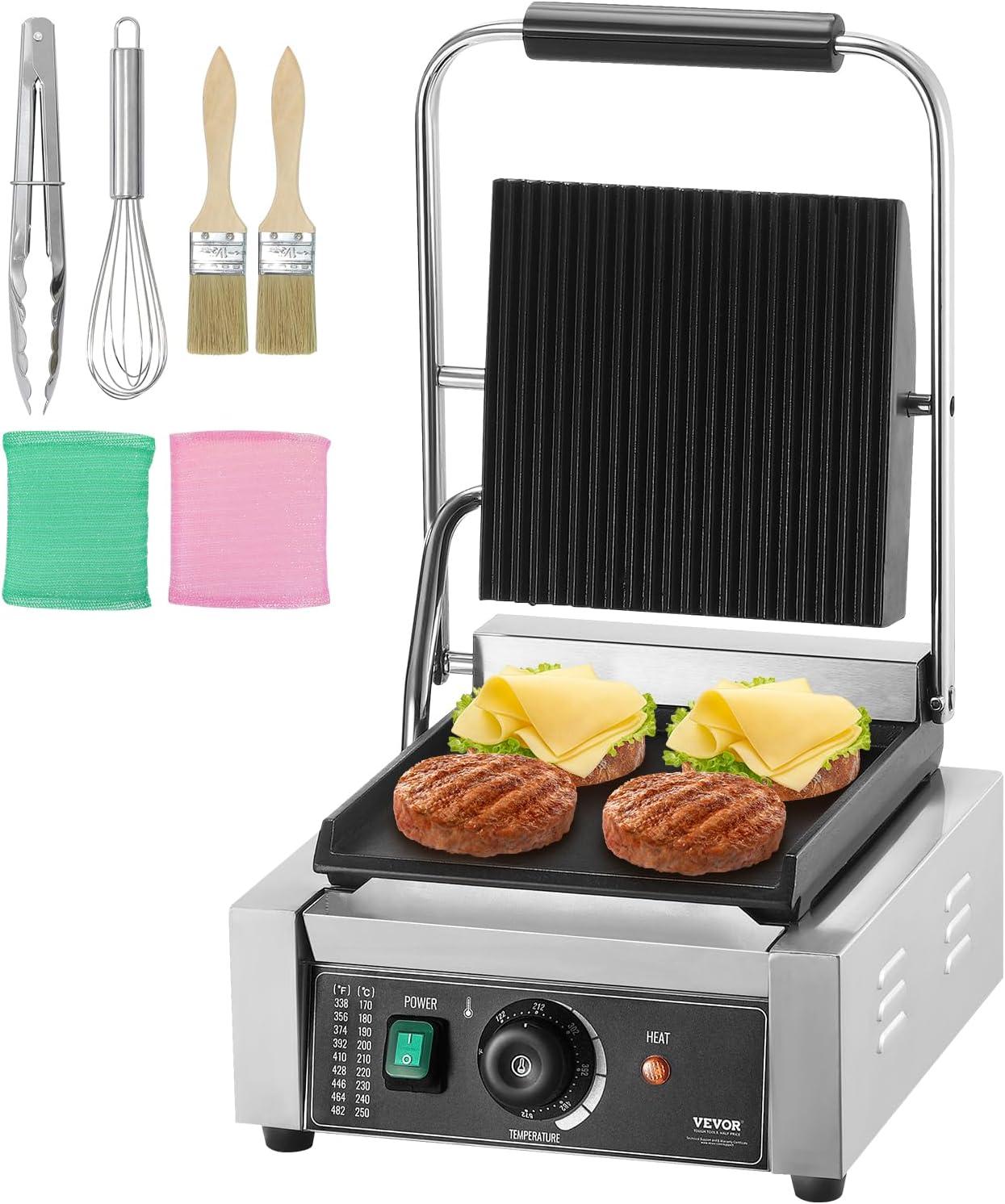 Stellweilan Tessberg Commercial Panini Press Grill Electric Sandwich Maker Griddle Plate 9"x9"