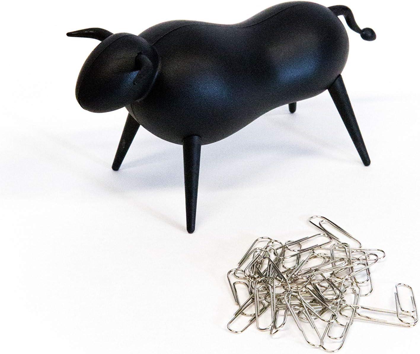 Magnetic Bull Paperclip Holder - Funny Office Desk Accessories, Secure Magnetic Paper Clip Holder, Holds Staples, Paper Clips, Bobby Pins, AND MORE, Fun Magnetic Desk Organizer