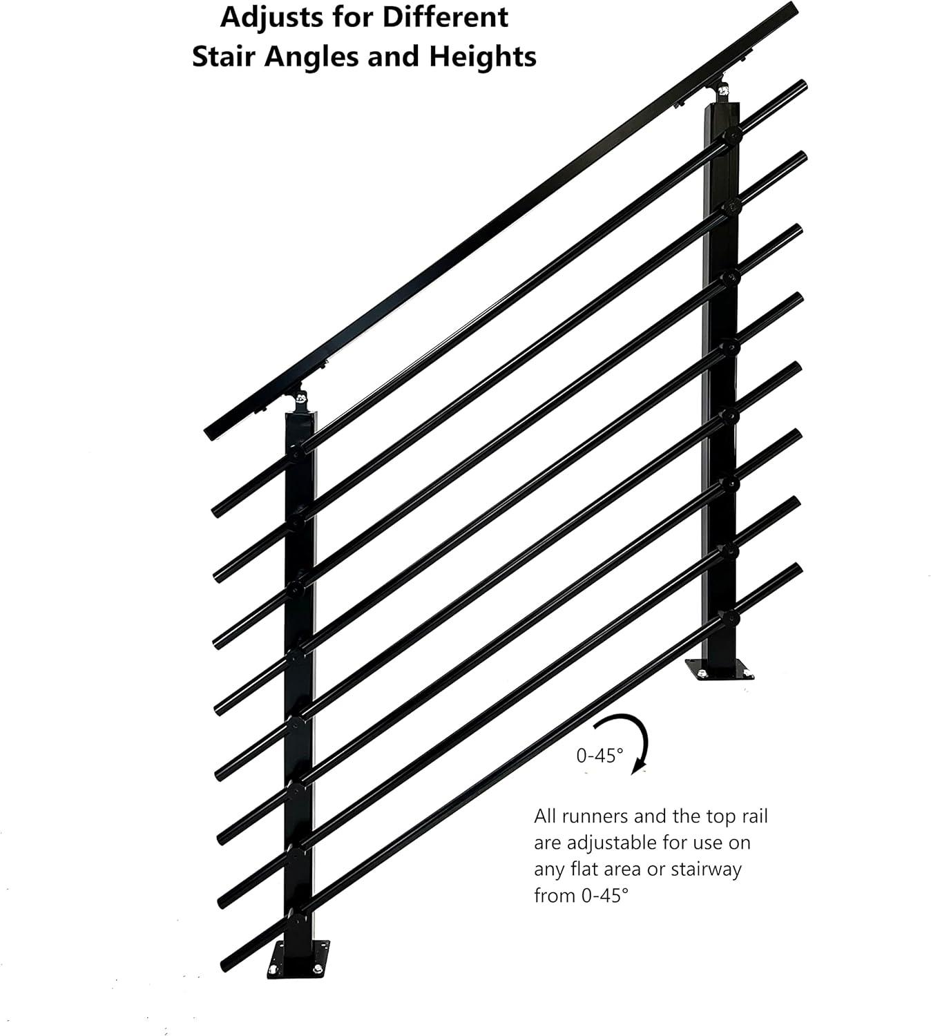 Adjustable Black Stainless Steel Stair Railing System