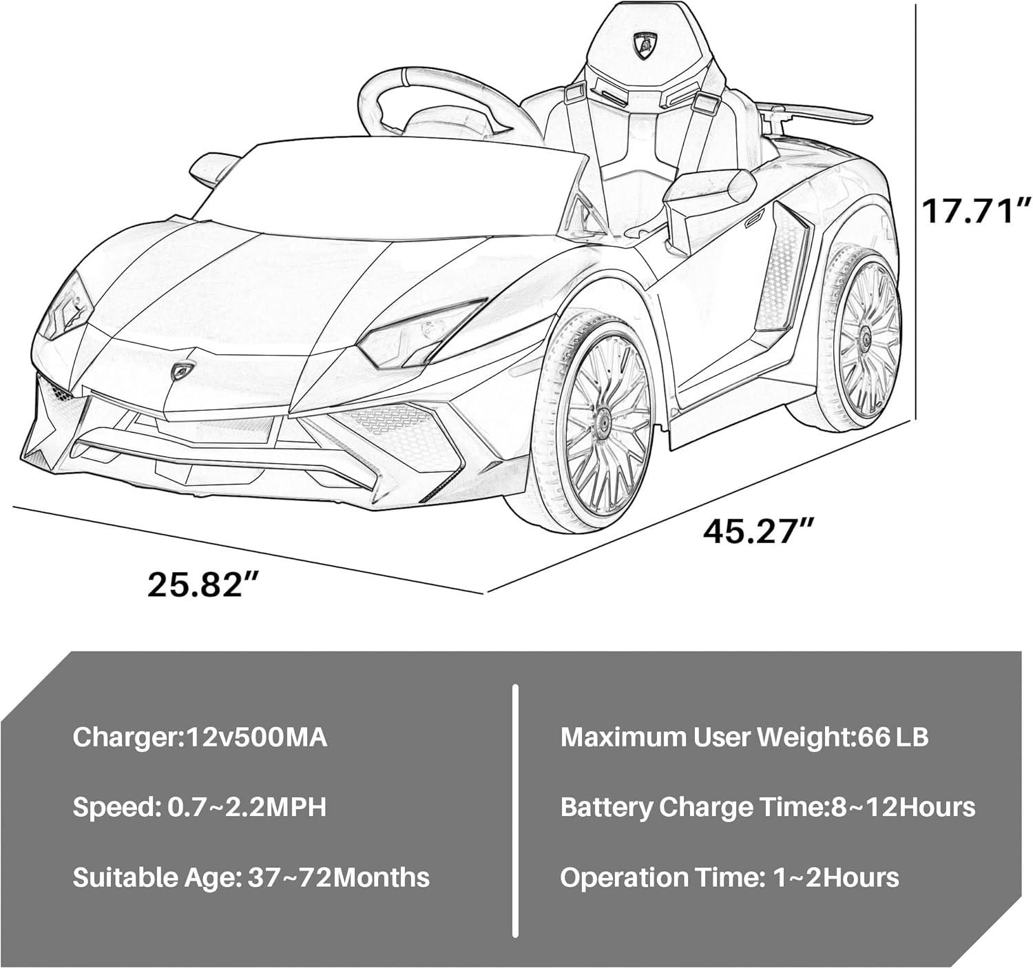 12V Orange Lamborghini Aventador Kids Ride-On Car with Remote Control