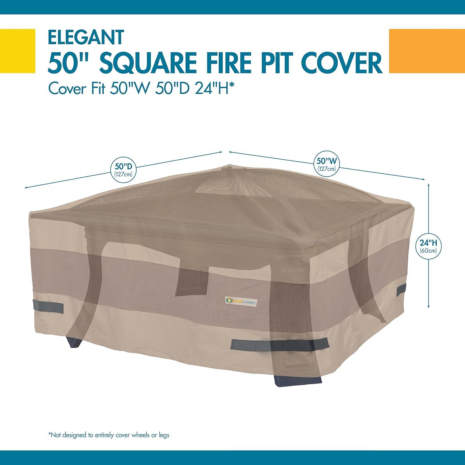 Duck Covers Elegant Waterproof 50 Inch Square Fire Pit Cover