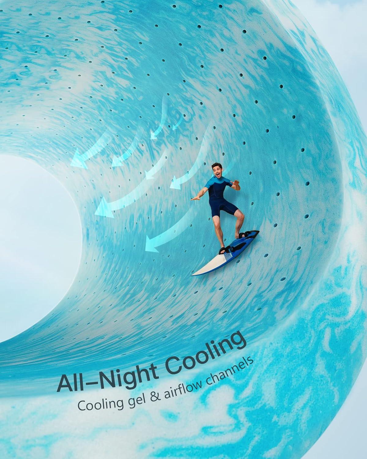 Bestier 4" Ventilated Liquid Gel Memory Foam Cooling Mattress Topper—Queen