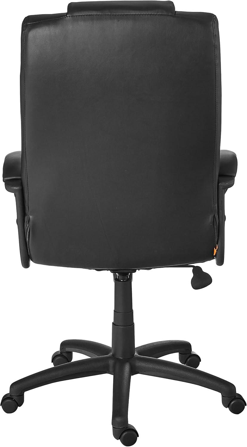 Executive High Back Leatherplus Chair Black - Boss Office Products: Ergonomic, Swivel, Adjustable Height, Metal Frame