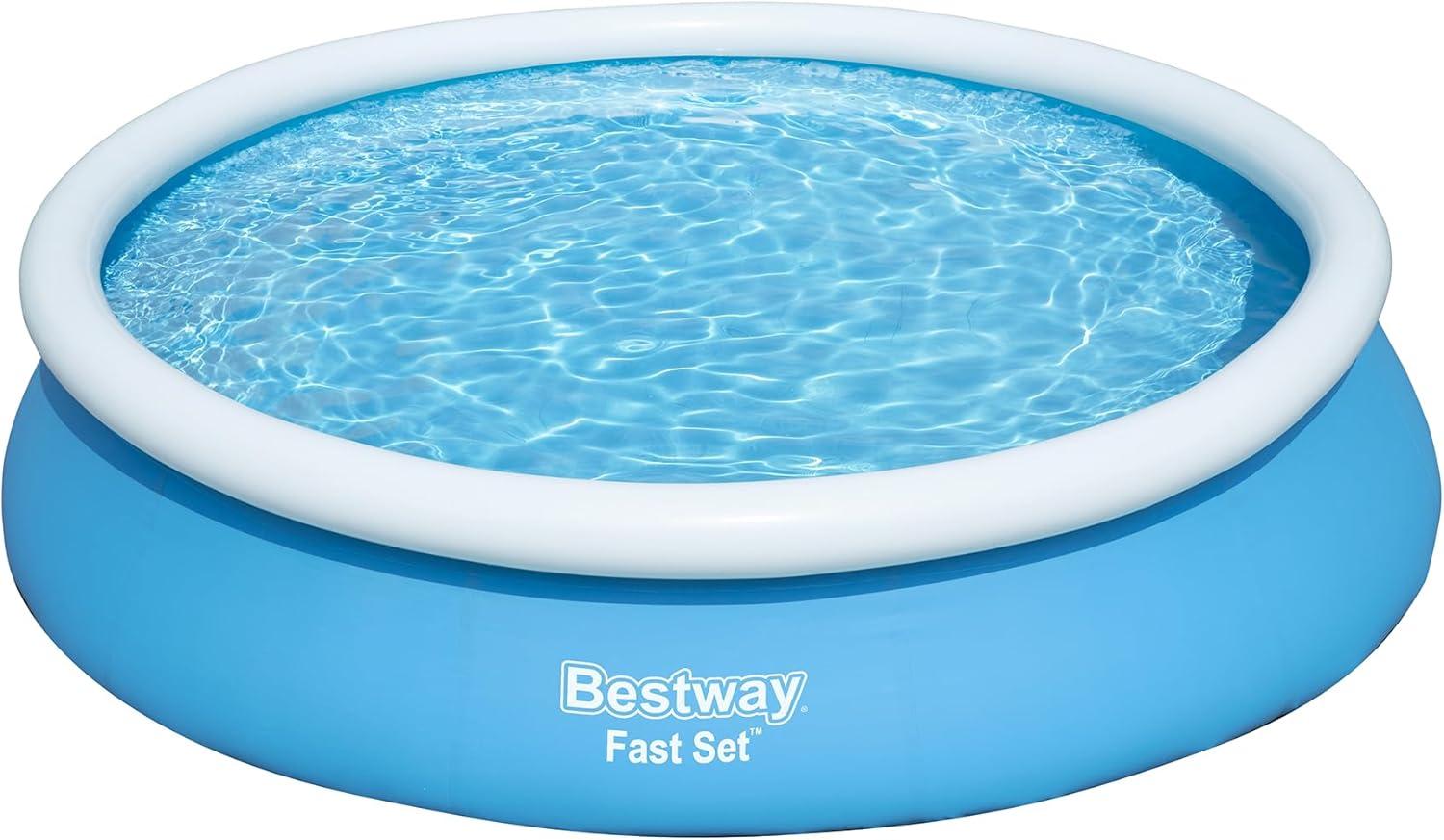 Bestway Fast Set Up Outdoor Round Inflatable Above Ground Swimming Pool Set with 330 GPH Filter Pump