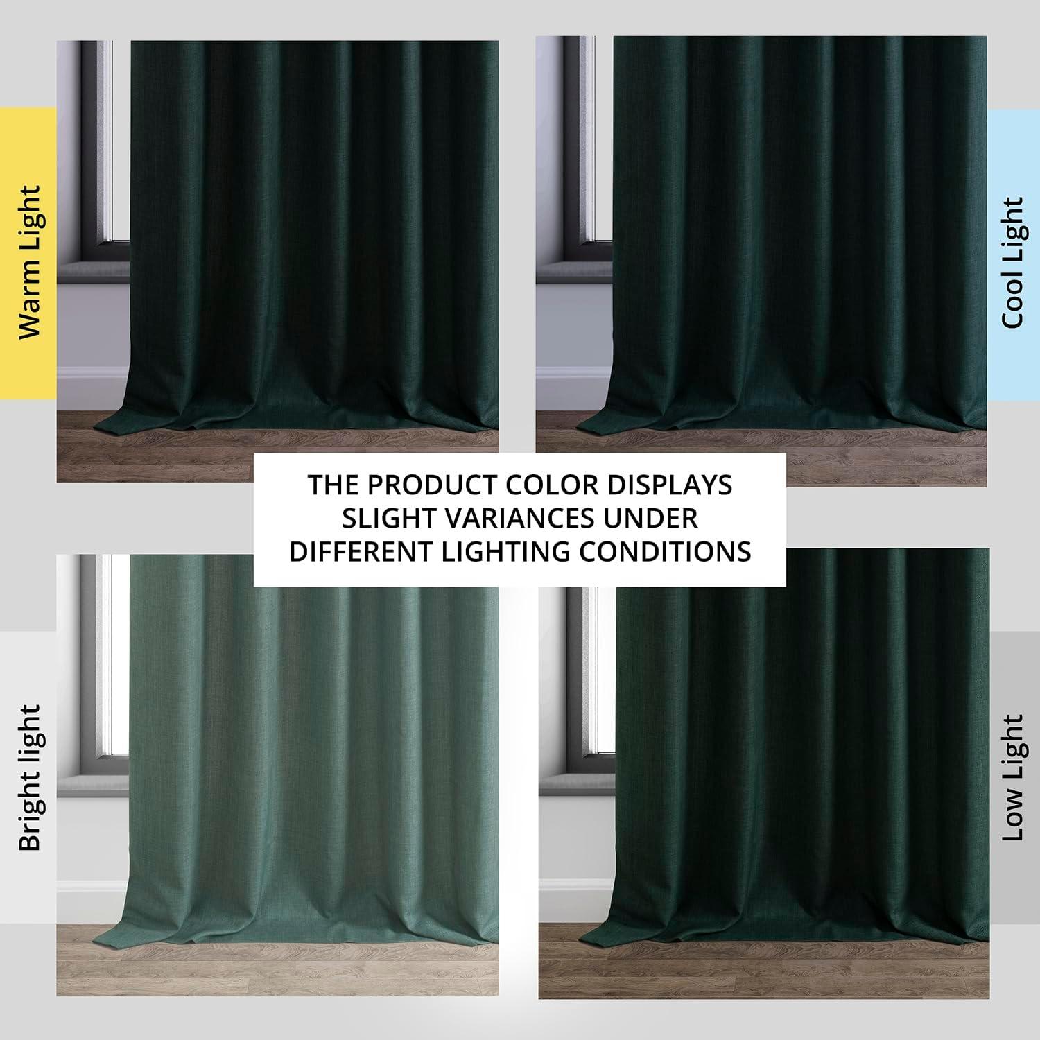 HPD Half Price Drapes Empire Green Italian Faux Linen Room Darkening Curtains with Rod Pocket - 1 Panel - Window Curtains for Living Room & Curtains for Bedroom, 50W X 108L