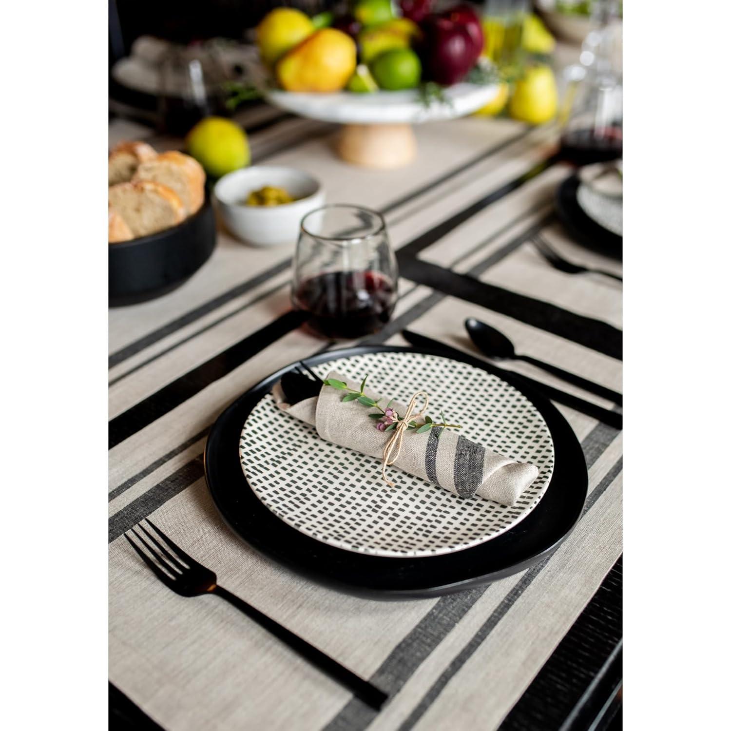Solino Home French Stripe - 100% Pure Linen Placemats (Set of 4)