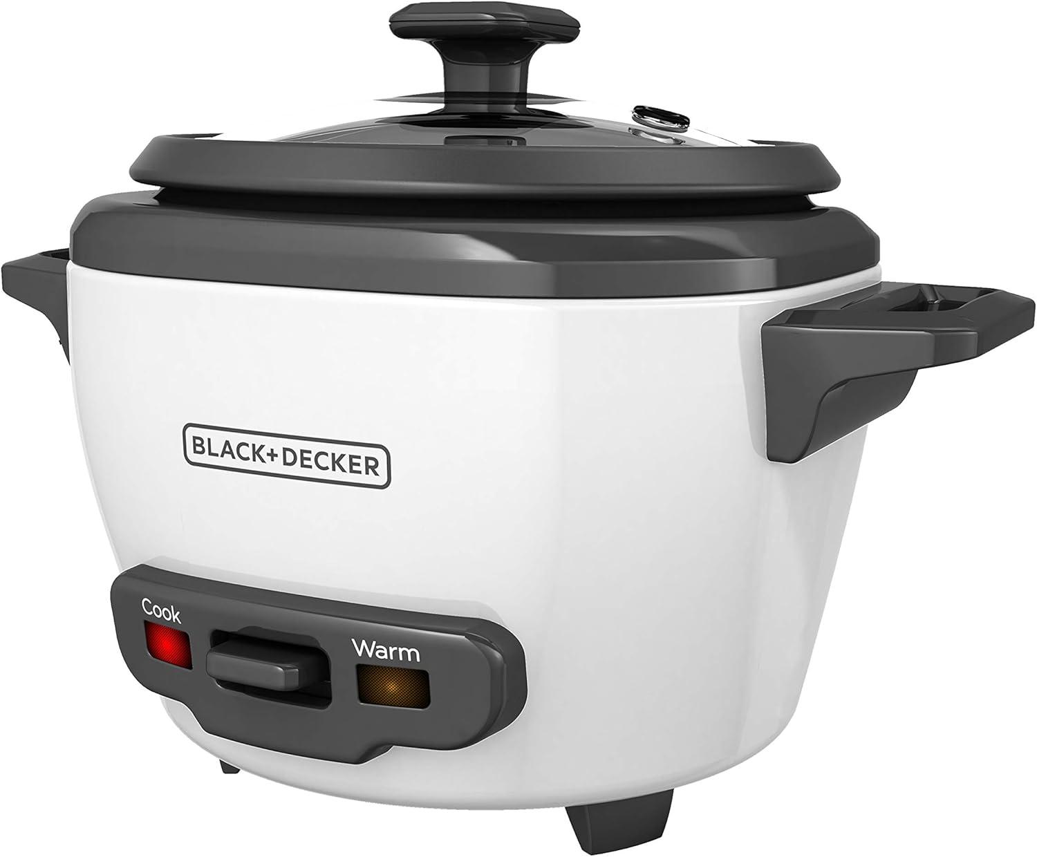 BLACK+DECKER BLACK+DECKER, Rice Cooker, Uncooked Rice, Steaming Basket, Removable Non-Stick Bowl, One Touch