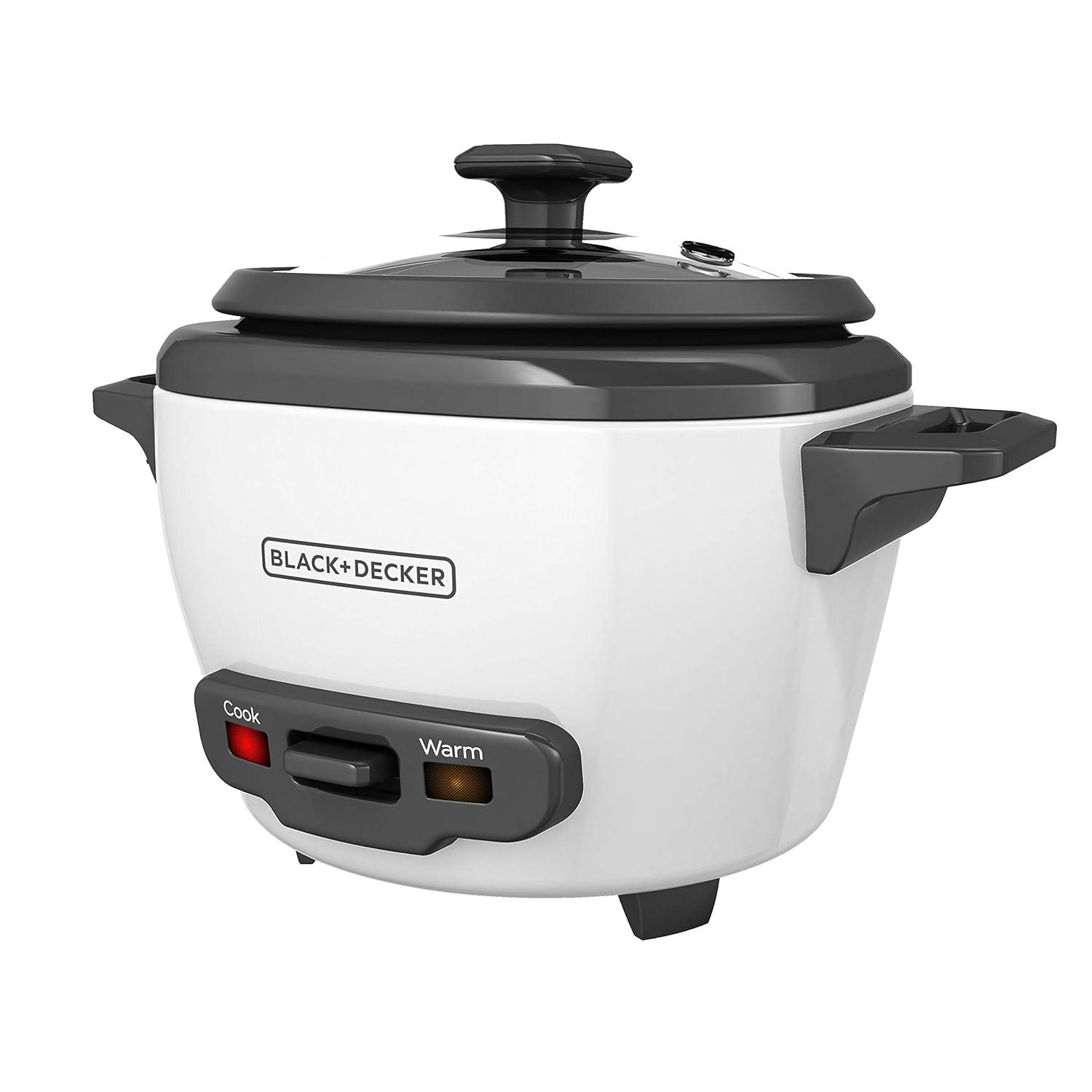 BLACK+DECKER BLACK+DECKER, Rice Cooker, Uncooked Rice, Steaming Basket, Removable Non-Stick Bowl, One Touch