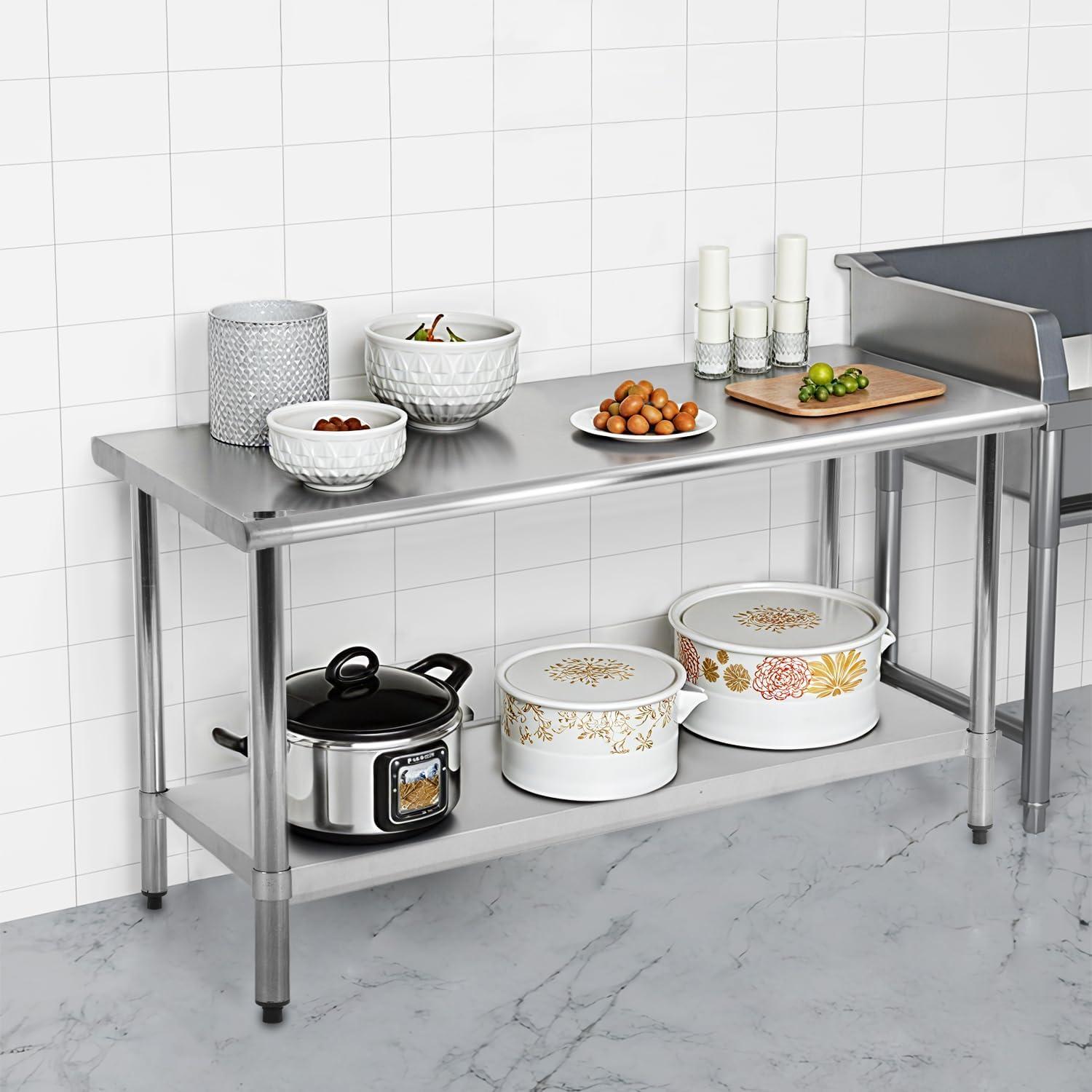 GRIDMANN 30" D x 34.5" H Stainless Steel Prep Station with Undershelf