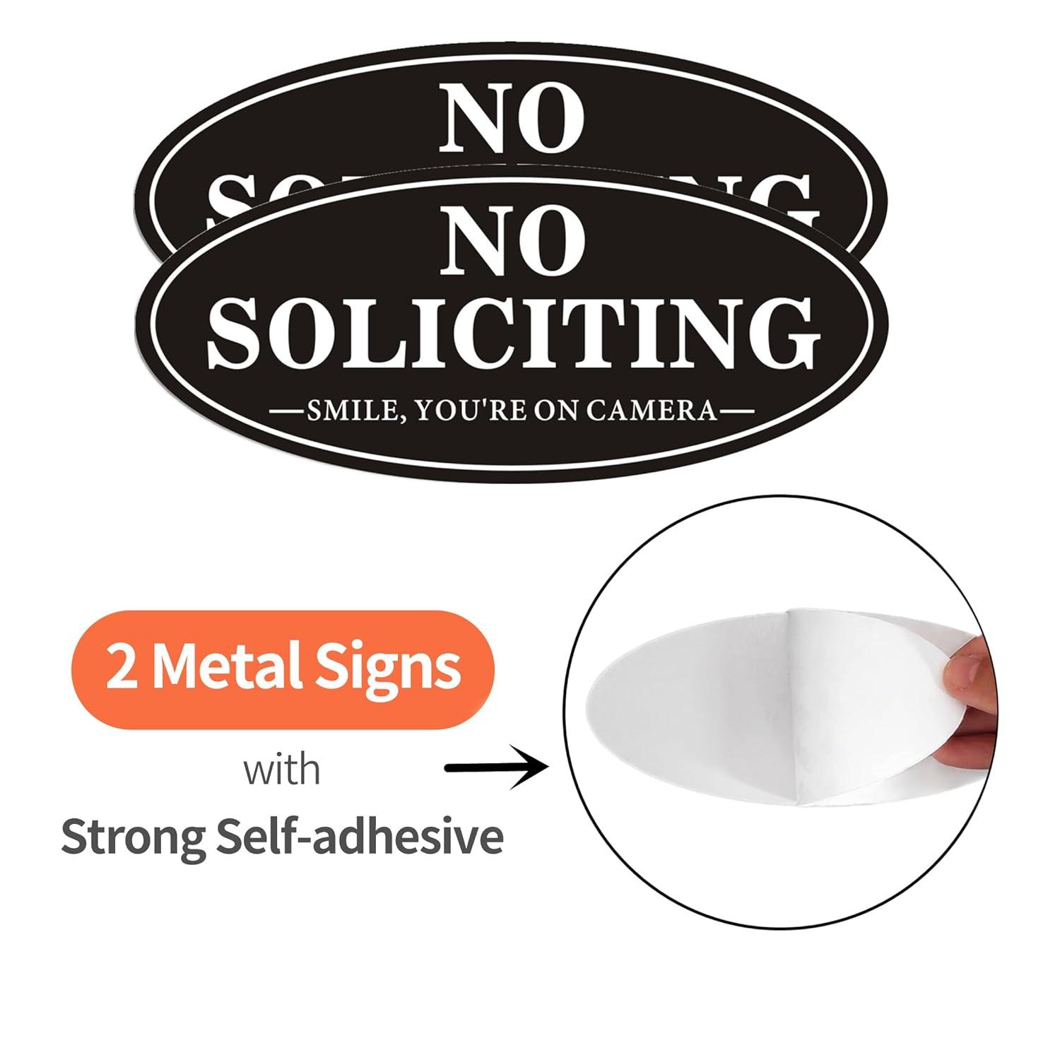 No Soliciting Sign For Front Door, (2 Pack) Self-Adhesive 7 x 3 Inches Seriously Don't Make it Weird Aluminum Metal Signs