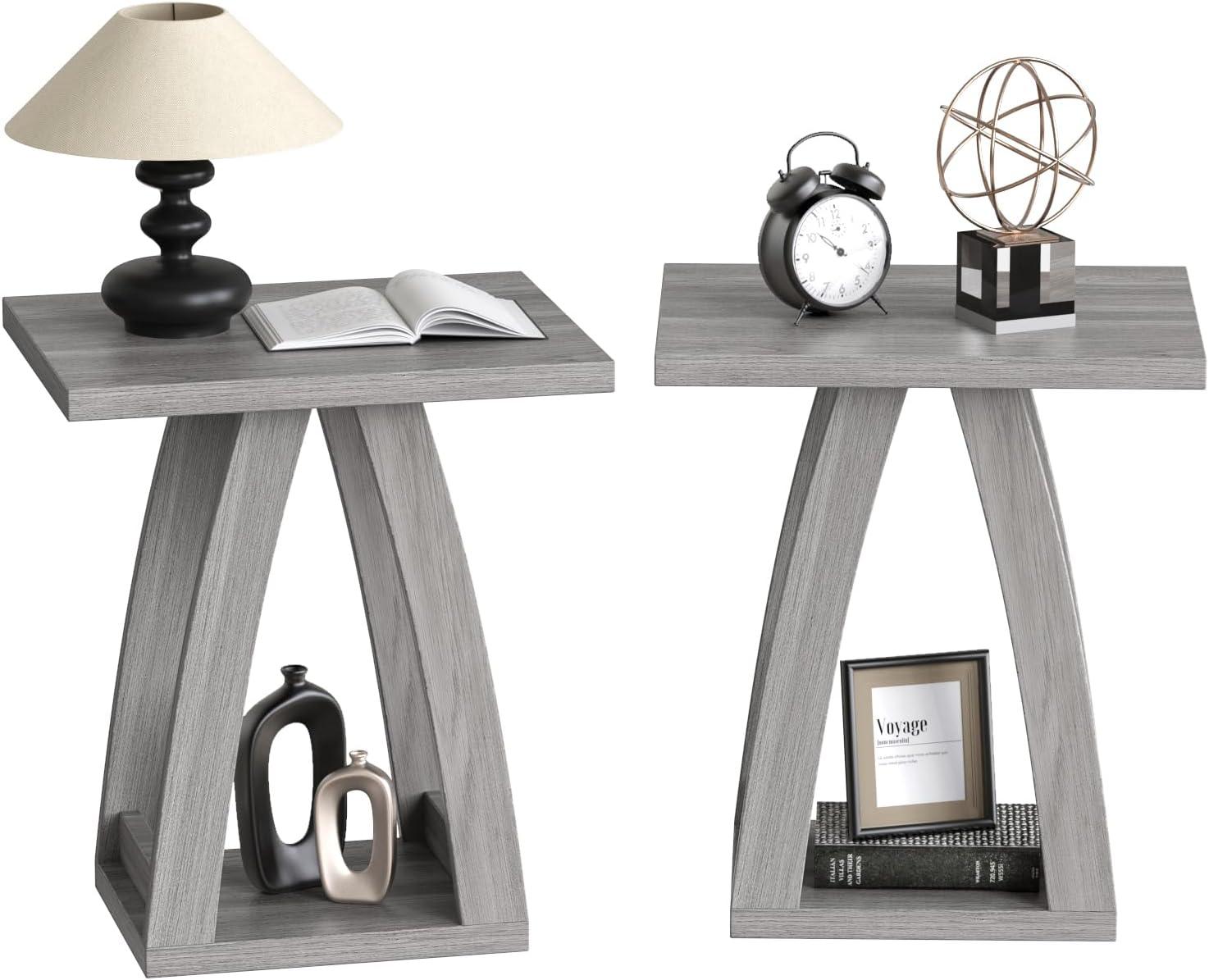 End Table Set of 2, Side Table, Nightstand, Sofa Side Table with Shelf, Modern End Table for Living Room, Bedroom