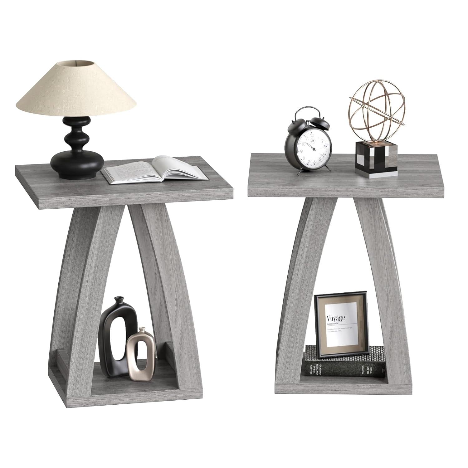 End Table Set Of 2, Side Table, Nightstand, Sofa Side Table With Shelf, Modern End Table For Living Room, Bedroom