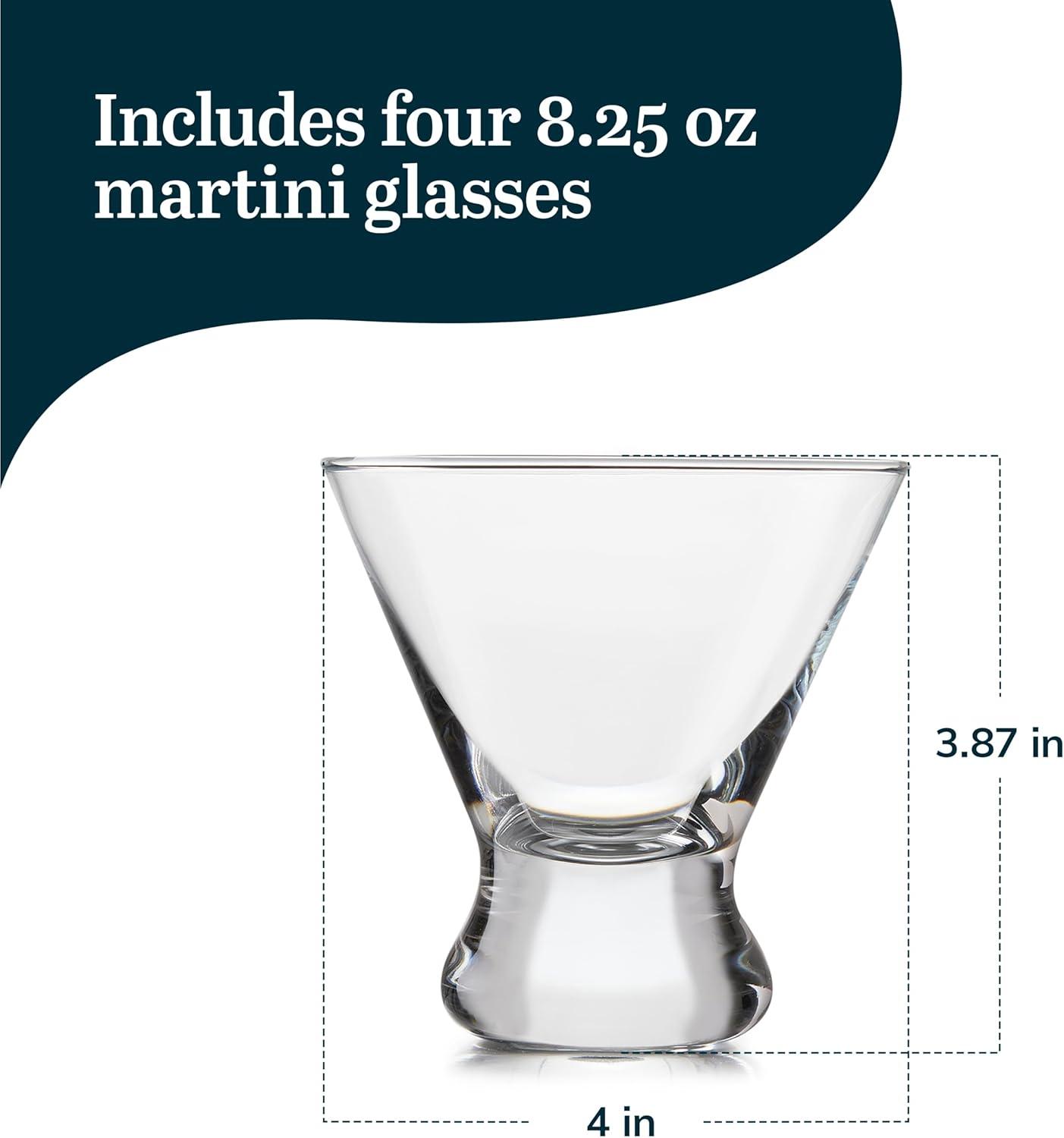 Libbey Clear Glass Stemless Martini Cocktail Set of 4