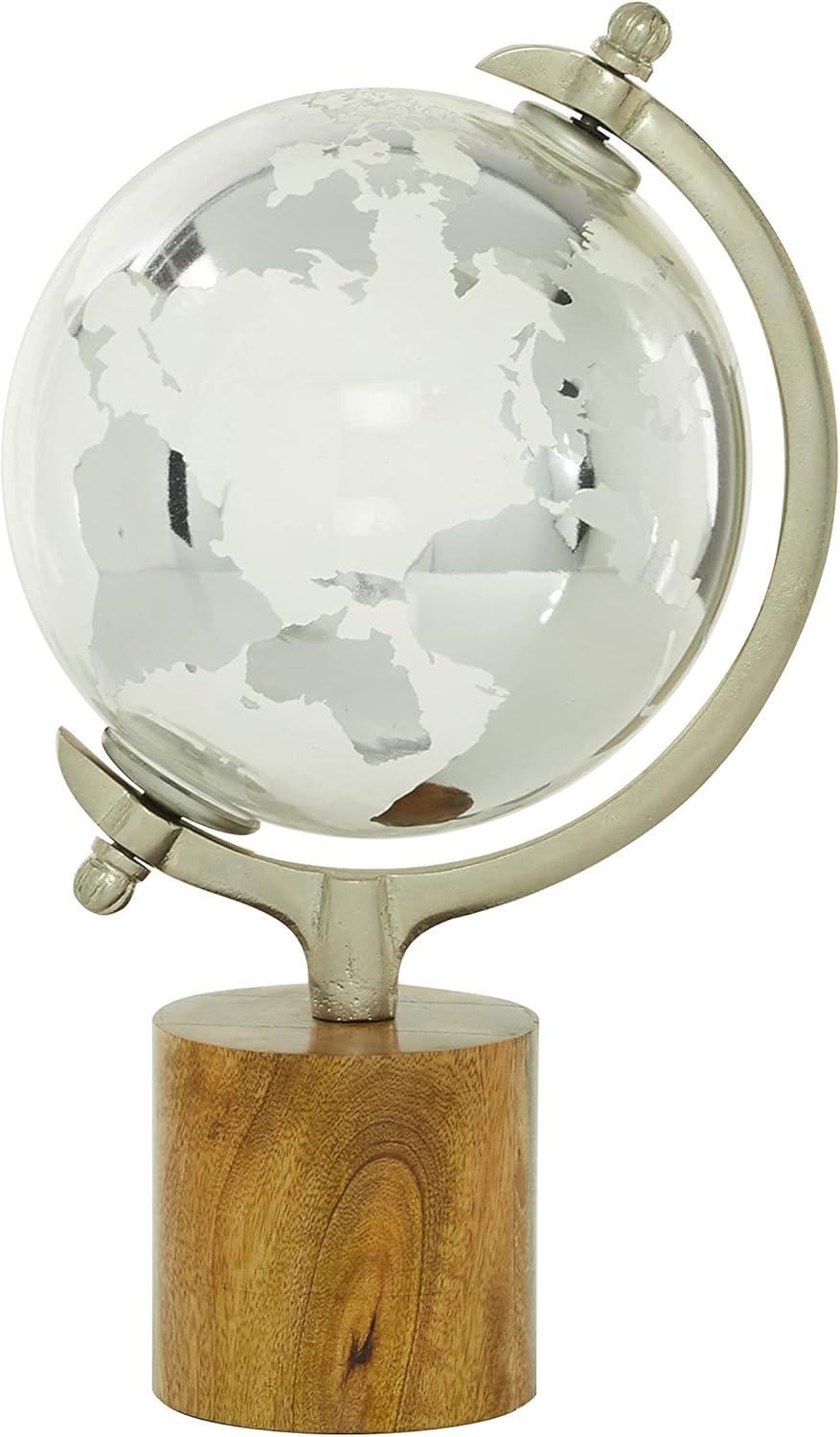 DecMode 8" Silver Globe with Brown Base