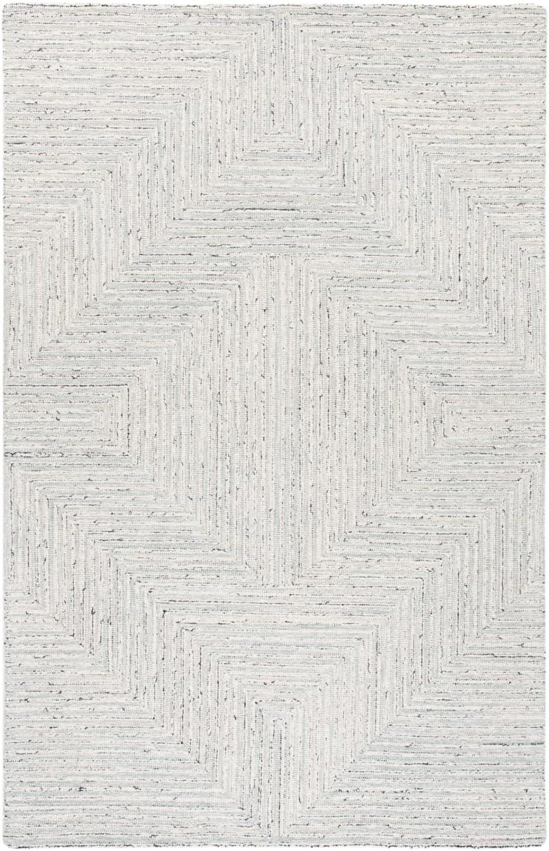 SAFAVIEH Micro-Loop Collection 6' x 9' Light GreyIvory MLP176F Handmade Premium Wool Living Room Dining Bedroom Area Rug