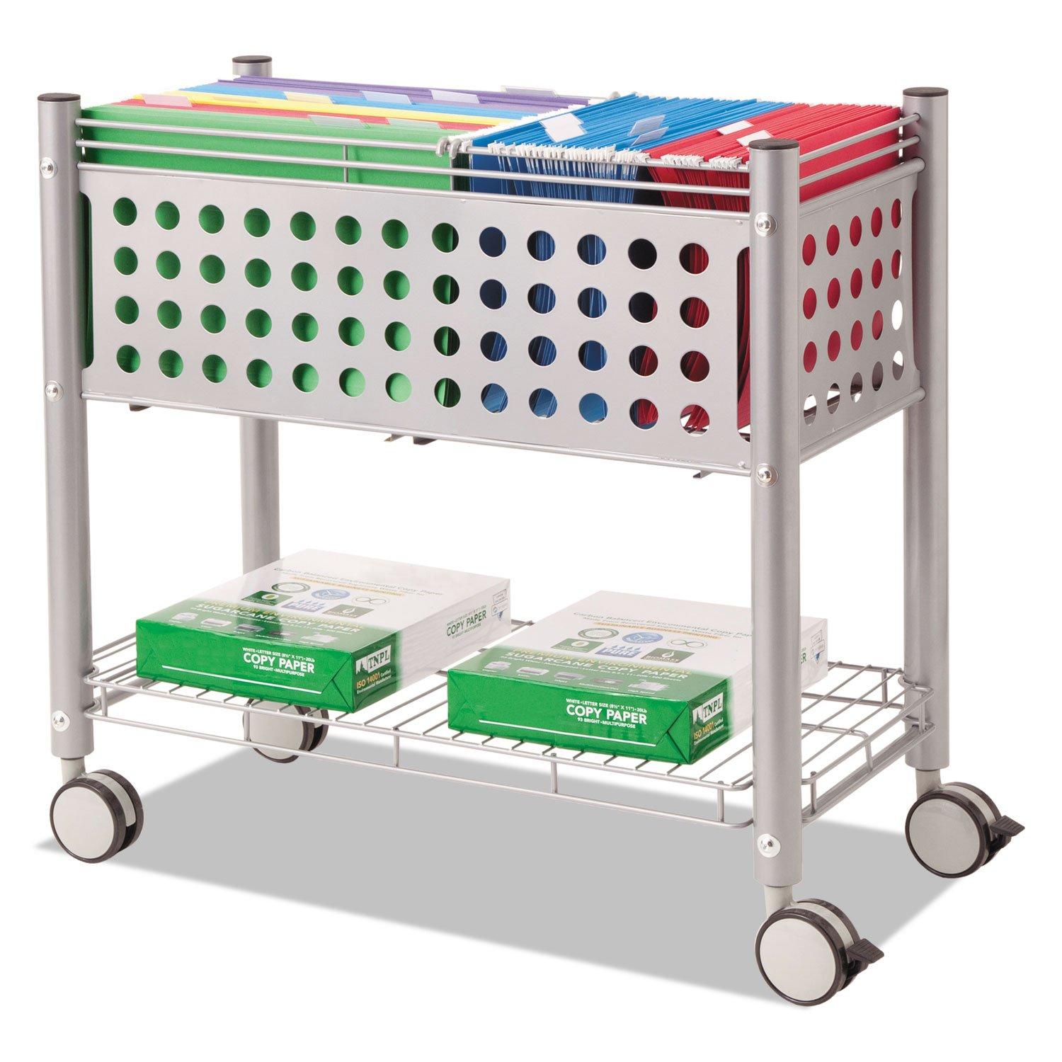 Vertiflex Open Top Rolling File Cart 4 Casters - Steel - x 28.3" Width x 13.8" Depth x 28.3" Height - Gray - 1 Each