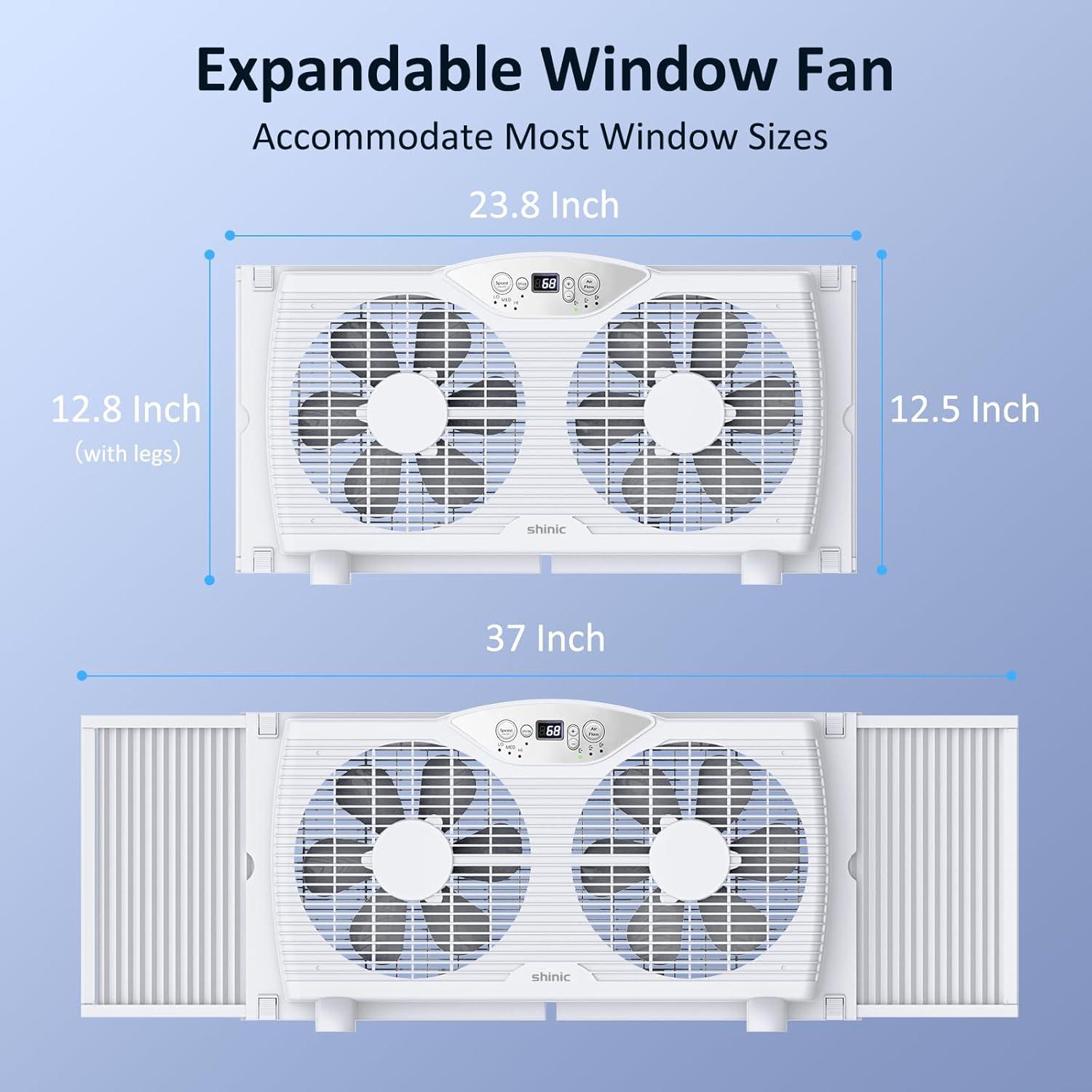 Shinic Glossy White Remote Controlled Reversible Window Fan