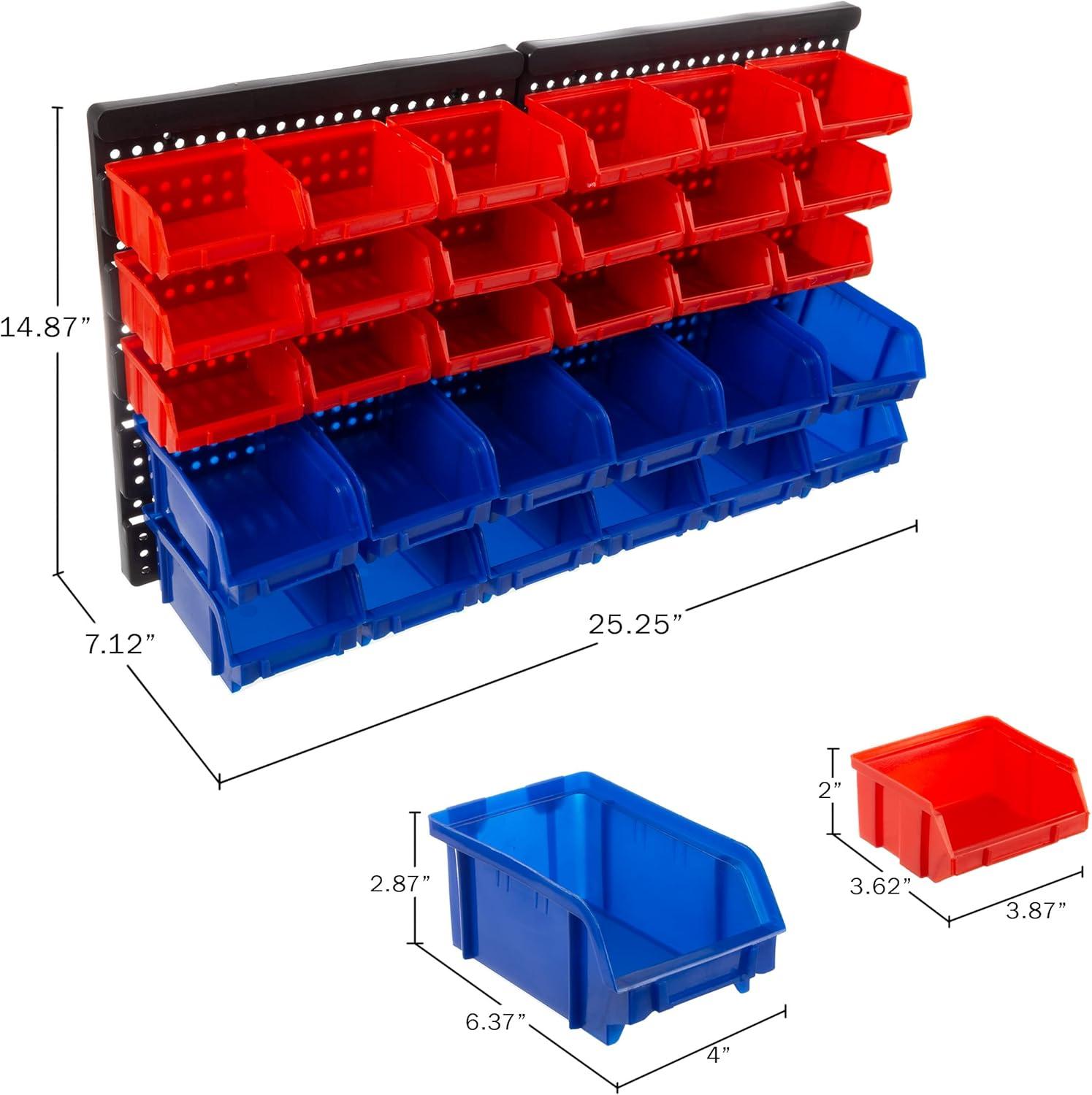 Stalwart Wall-Mounted Garage Storage Bins for Garage Organization, Craft Supply Storage, Tool Box Organizer