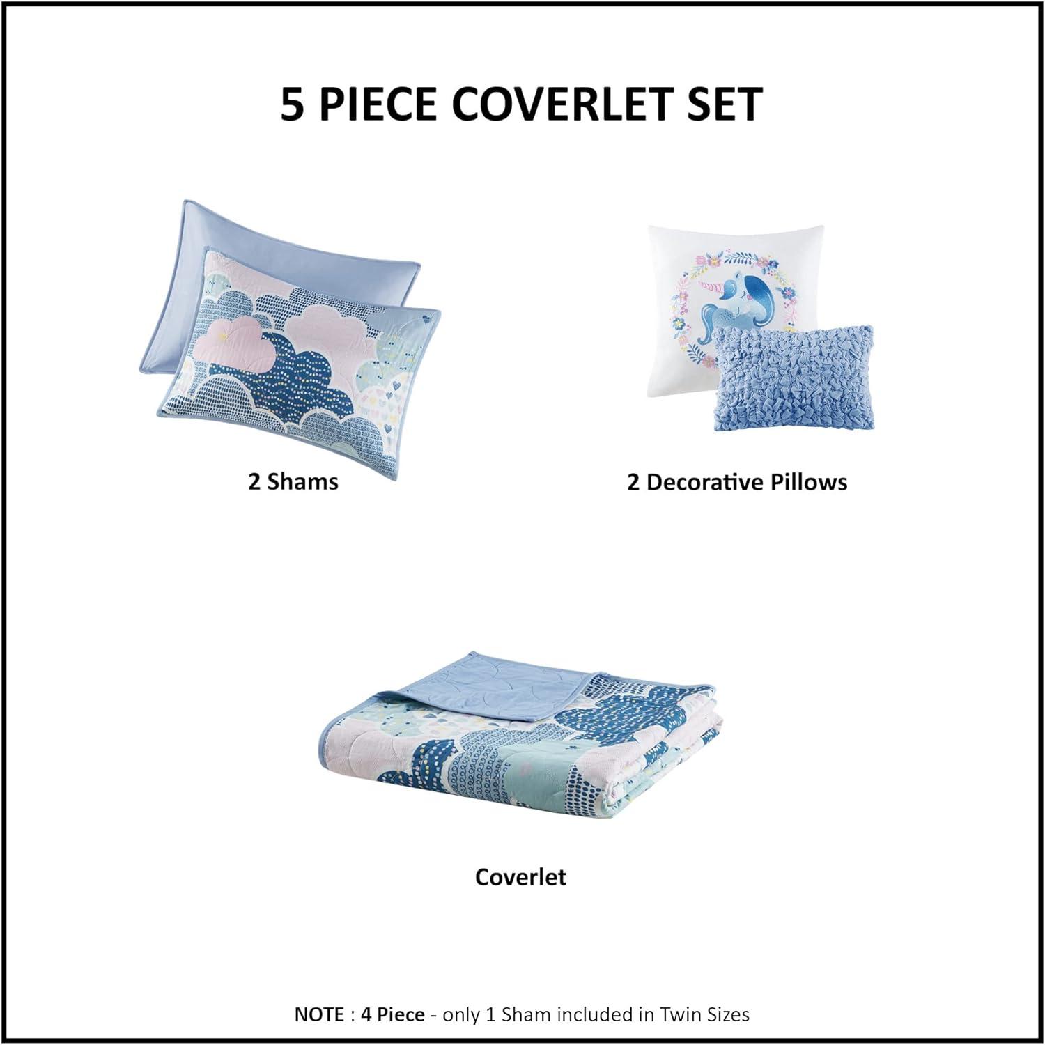 Cloud Hypoallergenic Cotton Reversible Coverlet Set with Throw Pillows