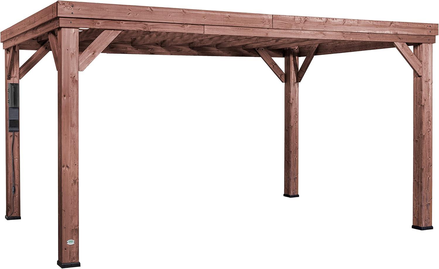 Backyard Discovery Backyard Discovery Brockton 14' x 10' Modern Cedar Wood Outdoor Patio Pergola Kit with PowerPort